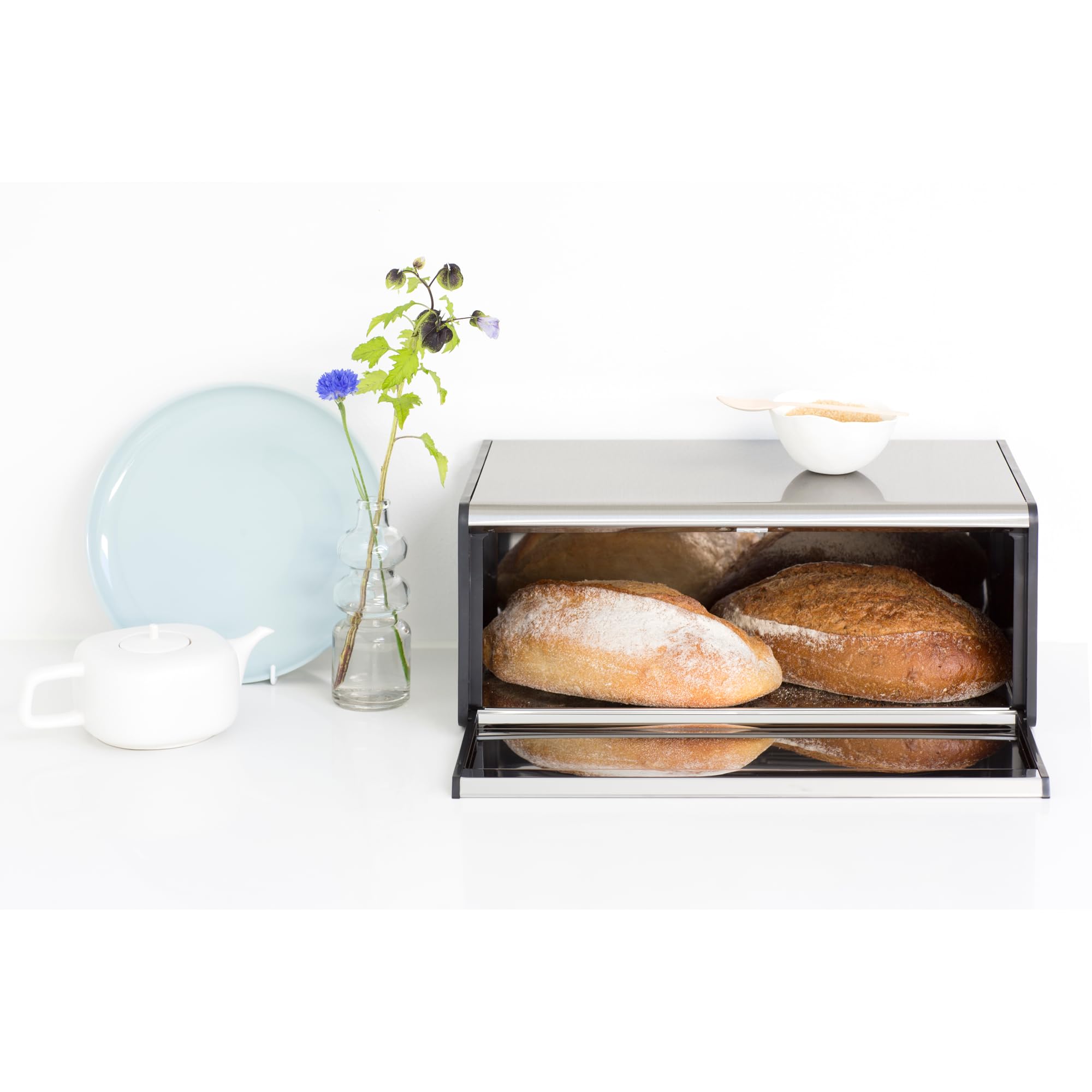 brabantia-rectangular-fall-front-bread-box-matt-steel-large-capacity-with-magnet image 8
