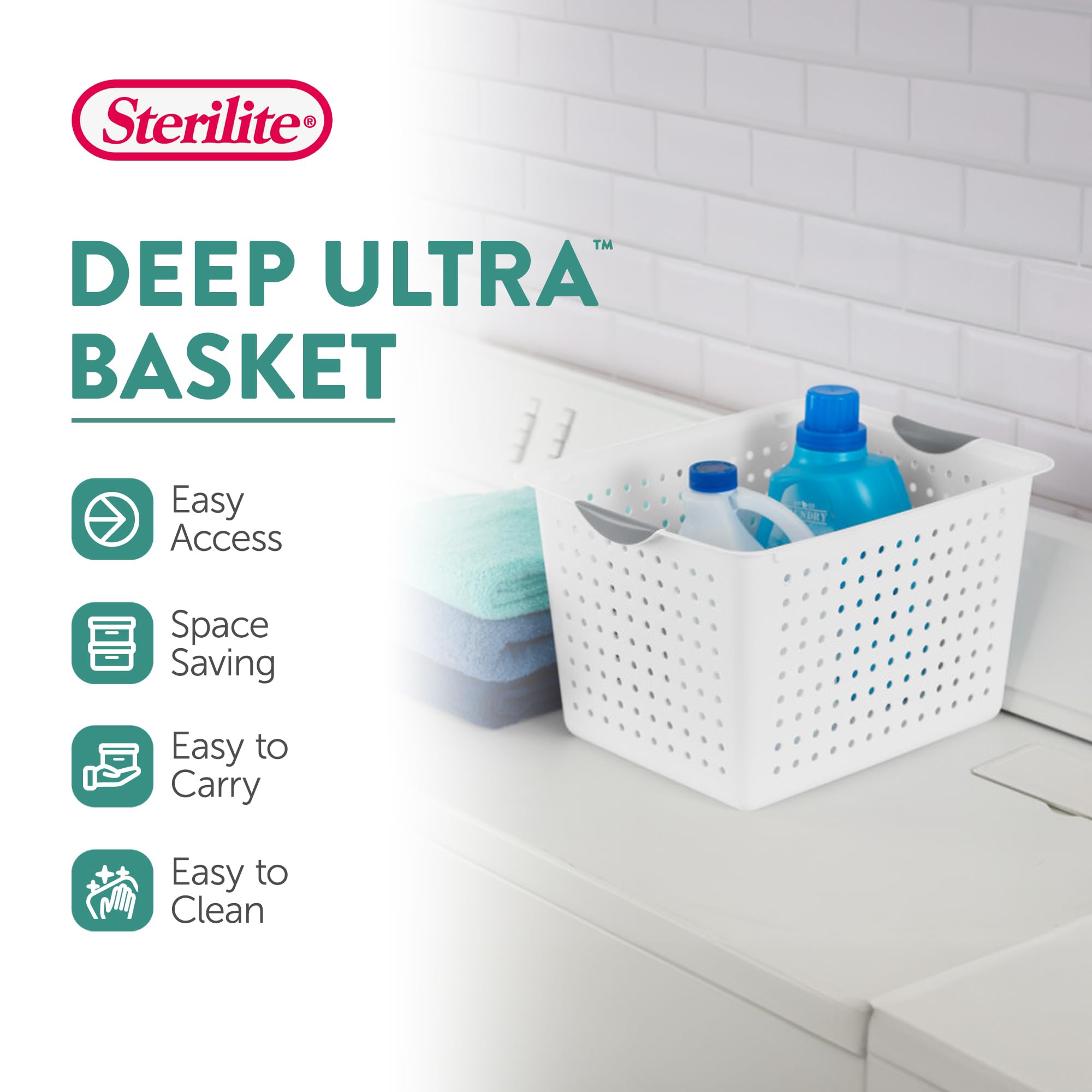 sterilite-6-pack-deep-ultra-basket-large-open-top-plastic-storage-bin-white-16x1 image 2