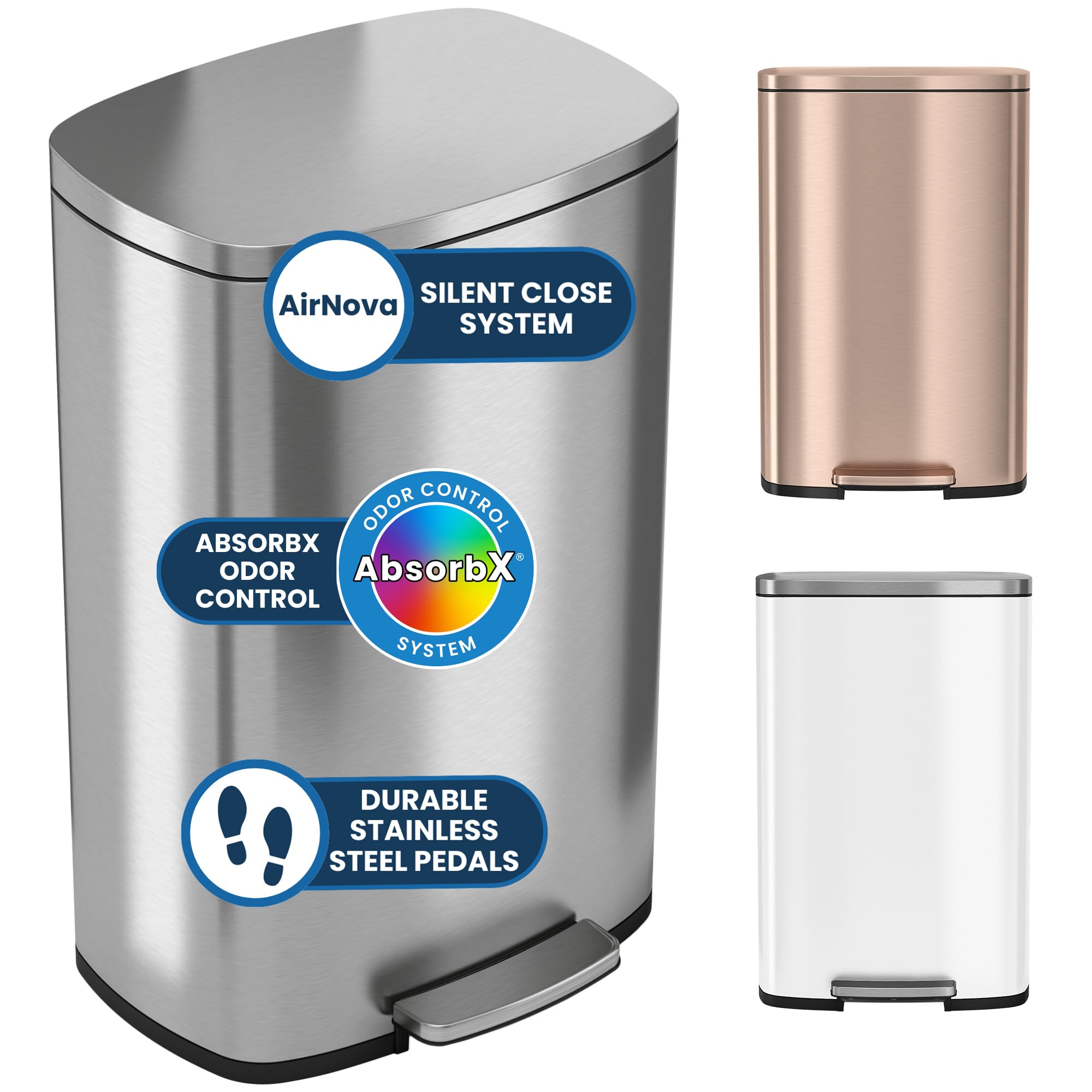 itouchless-13-2-gallon-step-trash-can-with-lid-and-odor-control-filter-stainless image 1