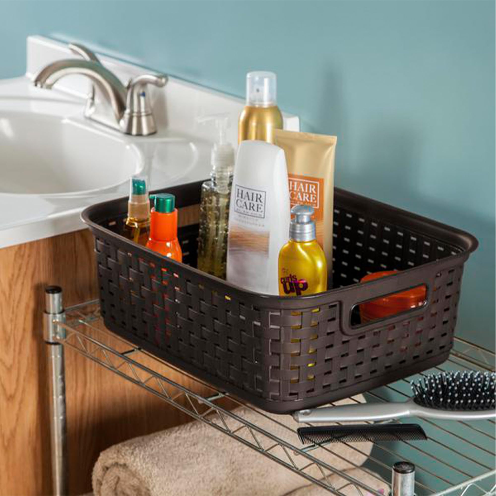 sterilite-short-plastic-weave-storage-basket-brown-6-pack image 4