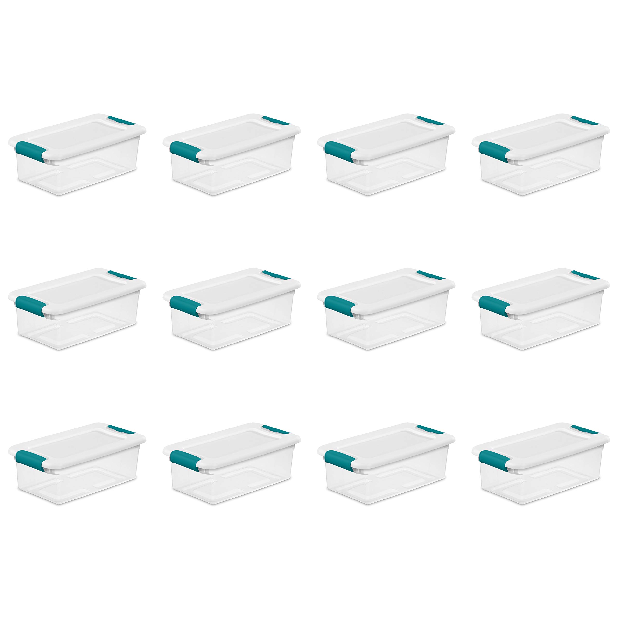 sterilite-12-pack-6-qt-latching-storage-box-clear-with-white-lid-stackable-shoe- image 1