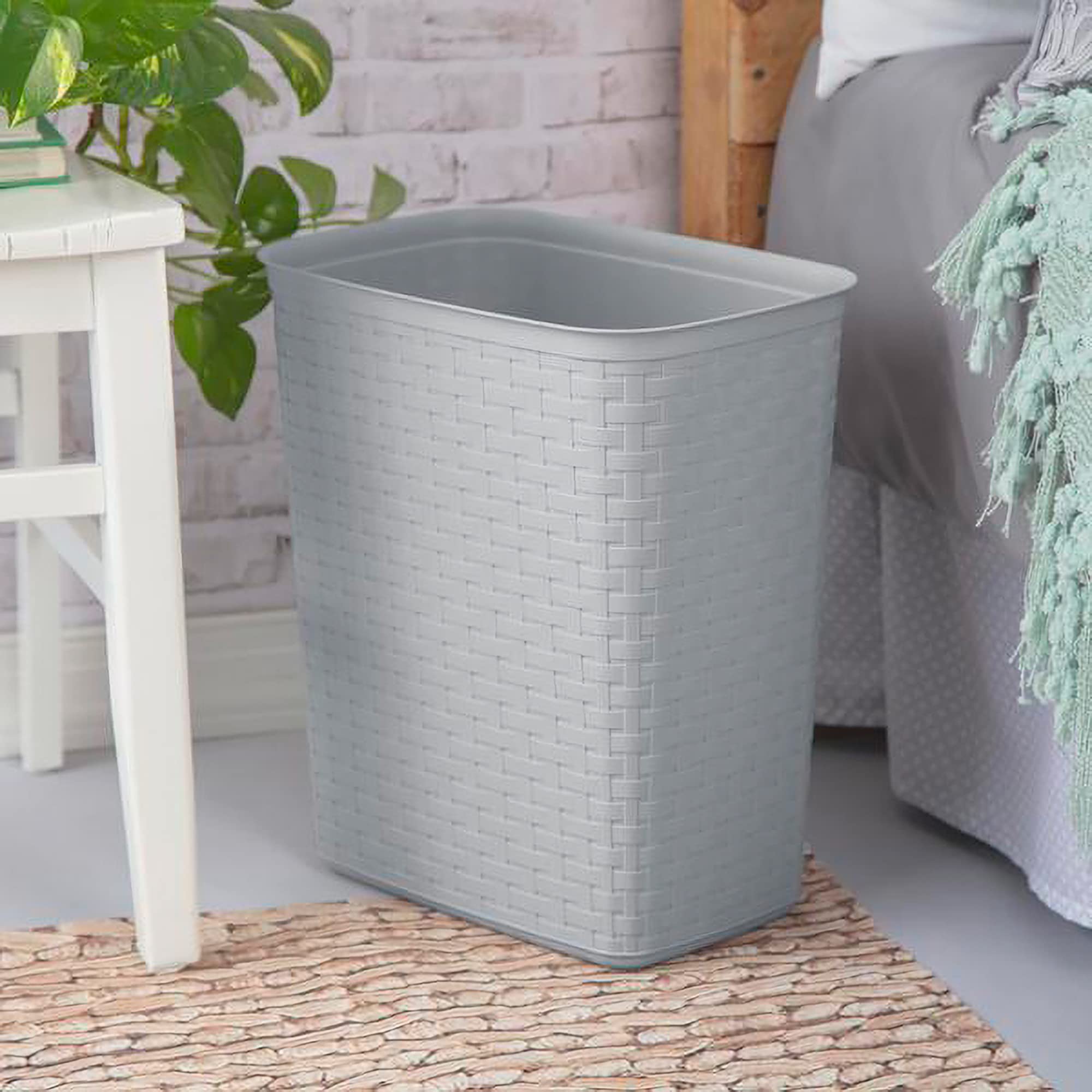 sterilite-weave-5-8-gallon-plastic-wastebasket-with-cement-gray-finish-24-pack image 6