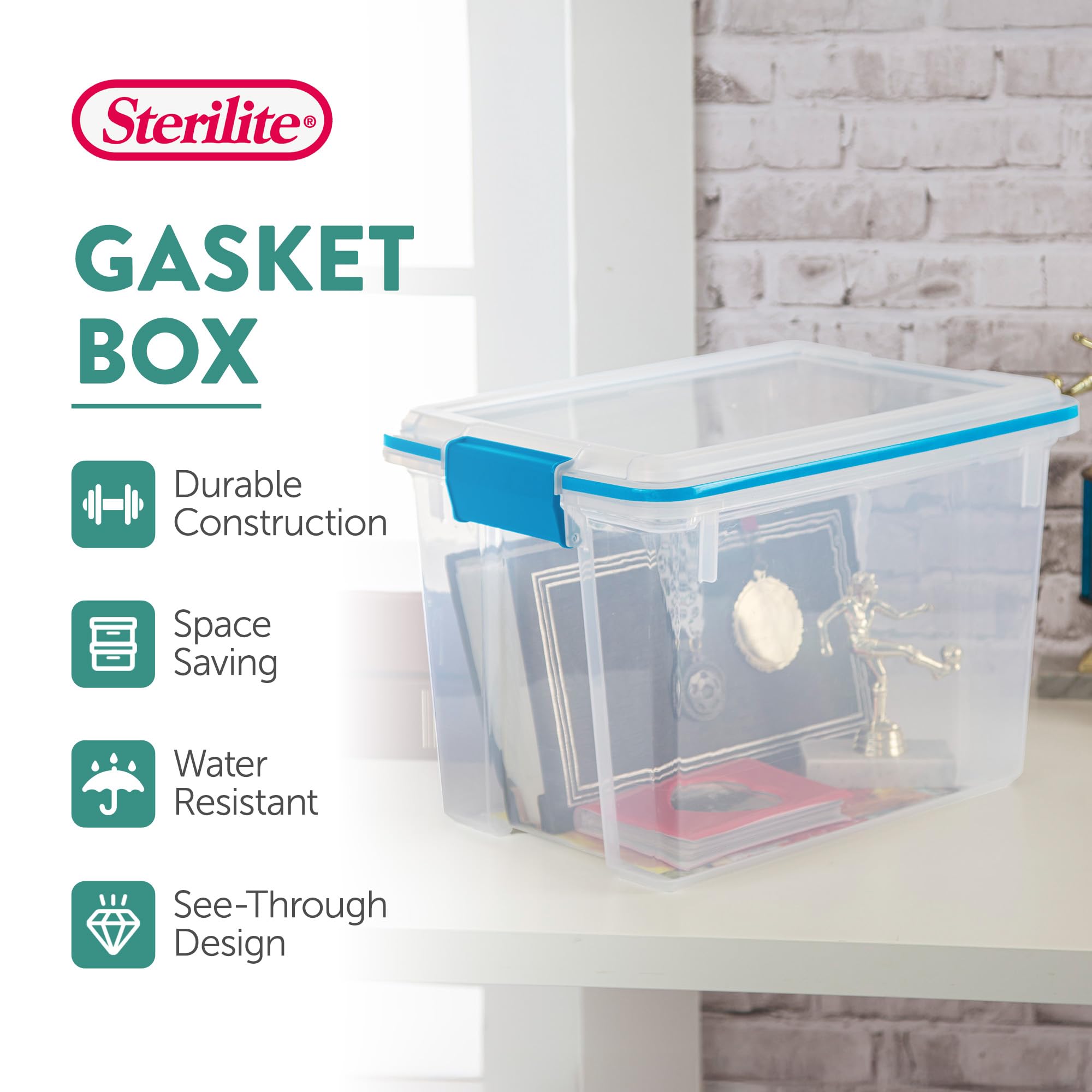 sterilite-6-pack-gasket-box-20-qt-clear-plastic-storage-bins-with-latching-lids image 3