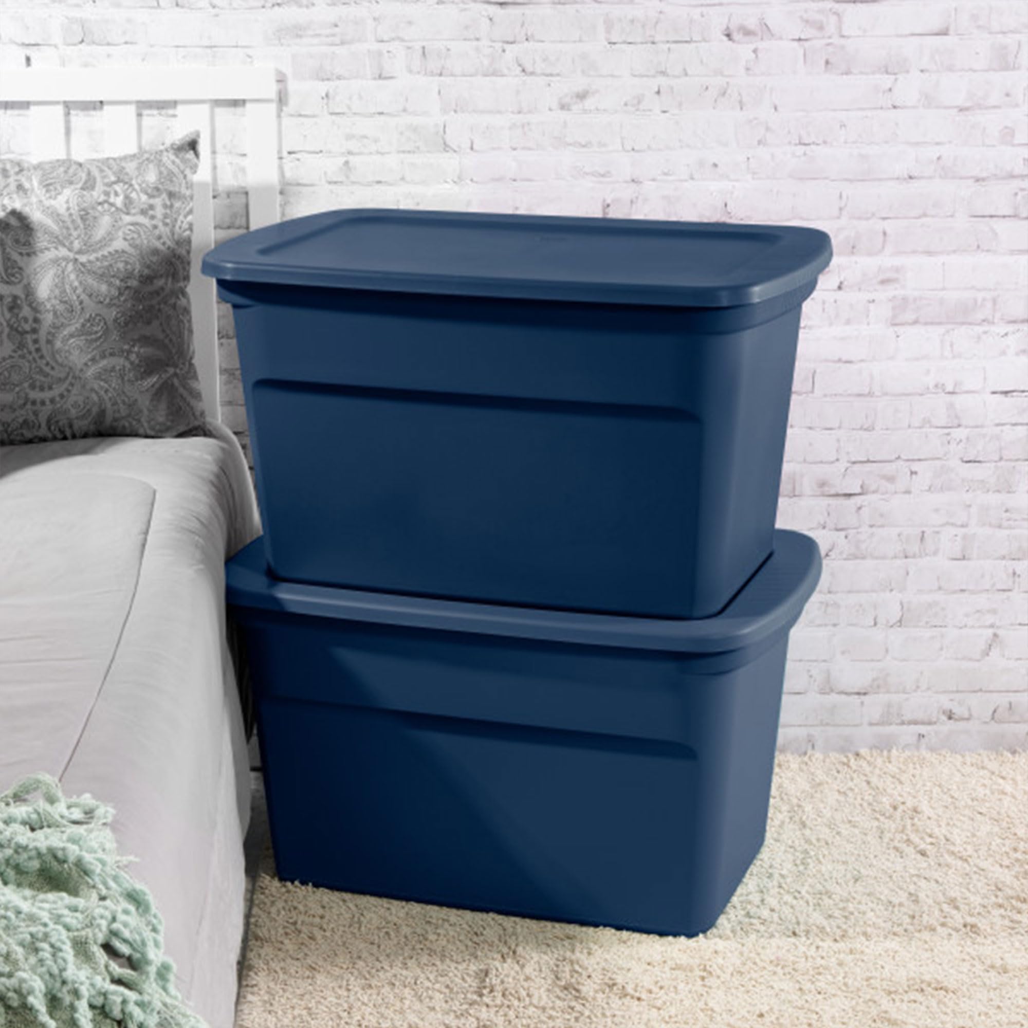 sterilite-6-pack-30-gallon-storage-tote-with-snap-lids-marine-blue image 4