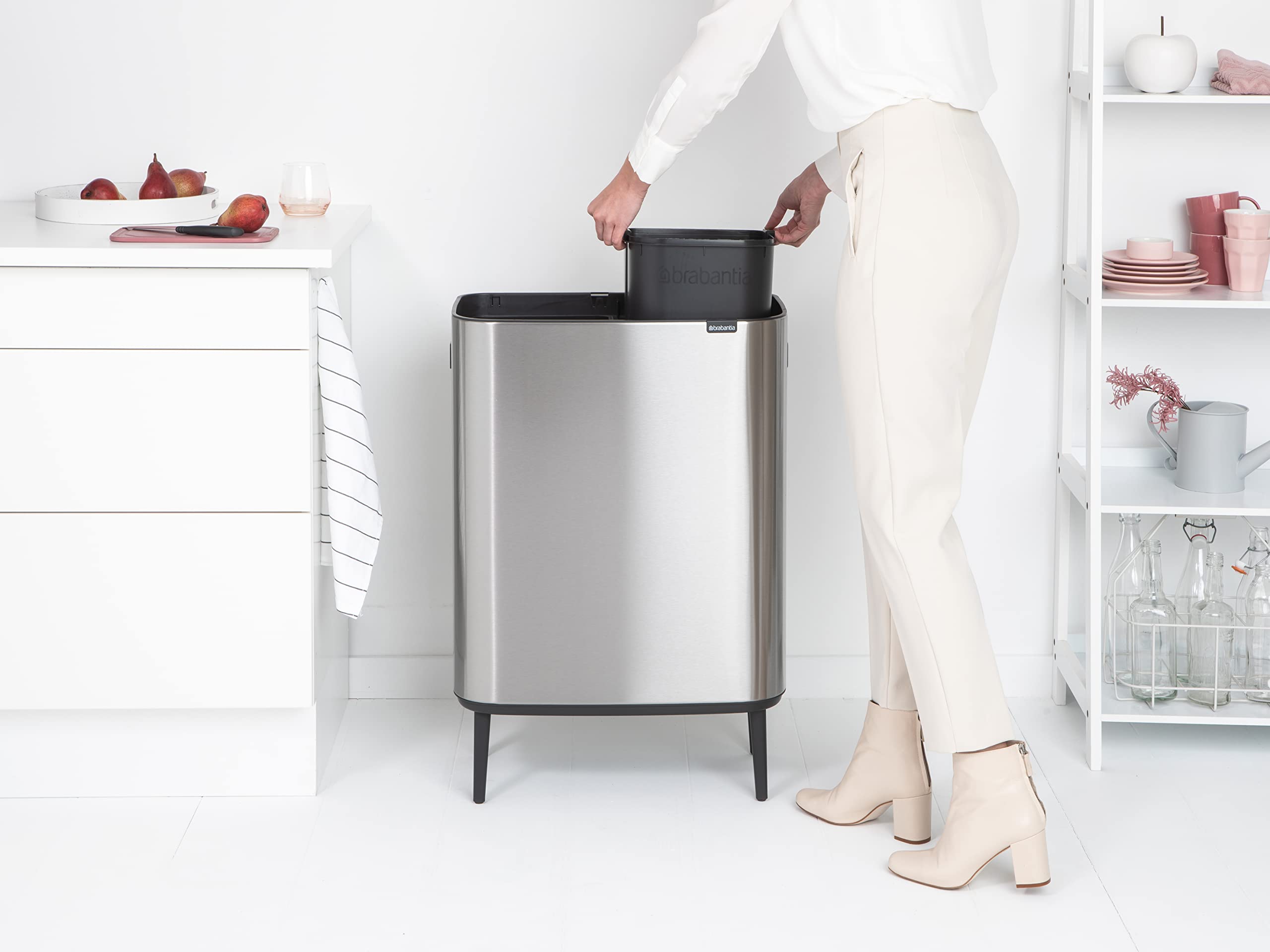 brabantia-bo-hi-touch-top-16-gal-dual-compartment-kitchen-trash-can-with-raised- image 6