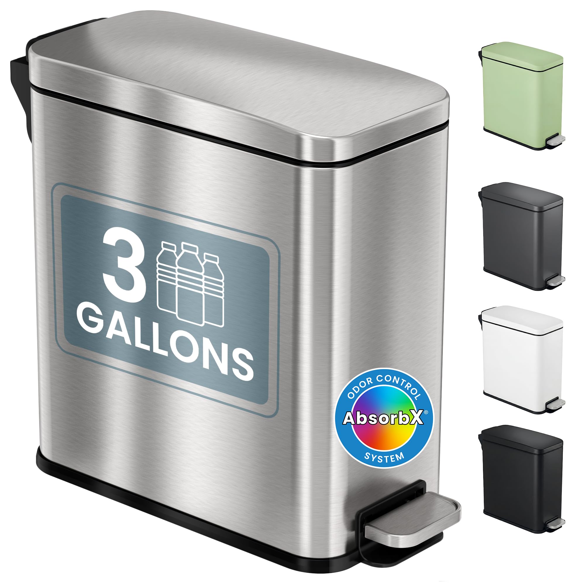 itouchless-3-gallon-small-wastebasket-for-bathroom-with-lid-stainless-steel-soft image 1
