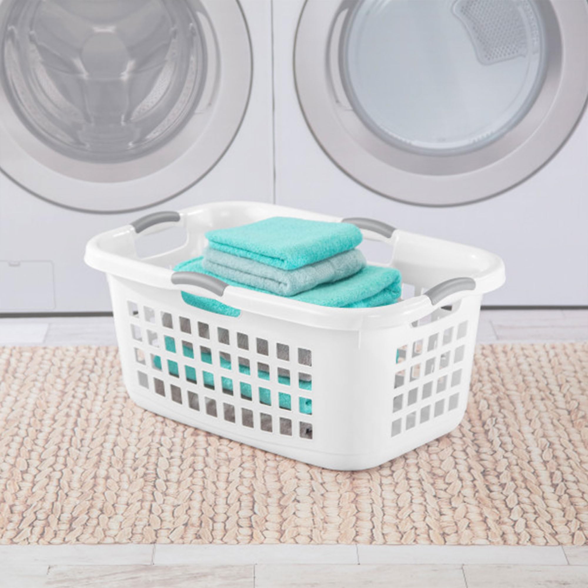 sterilite-6-pack-plastic-laundry-basket-with-comfort-grip-handles-2-bushel-white image 7