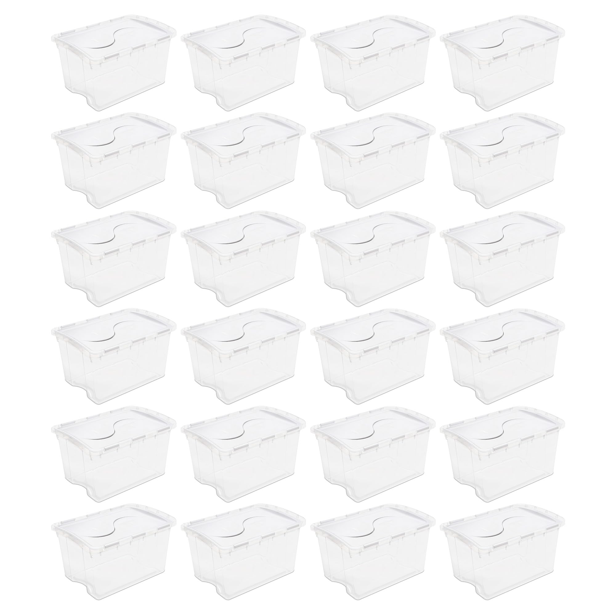 sterilite-48-qt-hinged-lid-storage-box-stackable-bin-with-lid-clear-with-white-l image 1