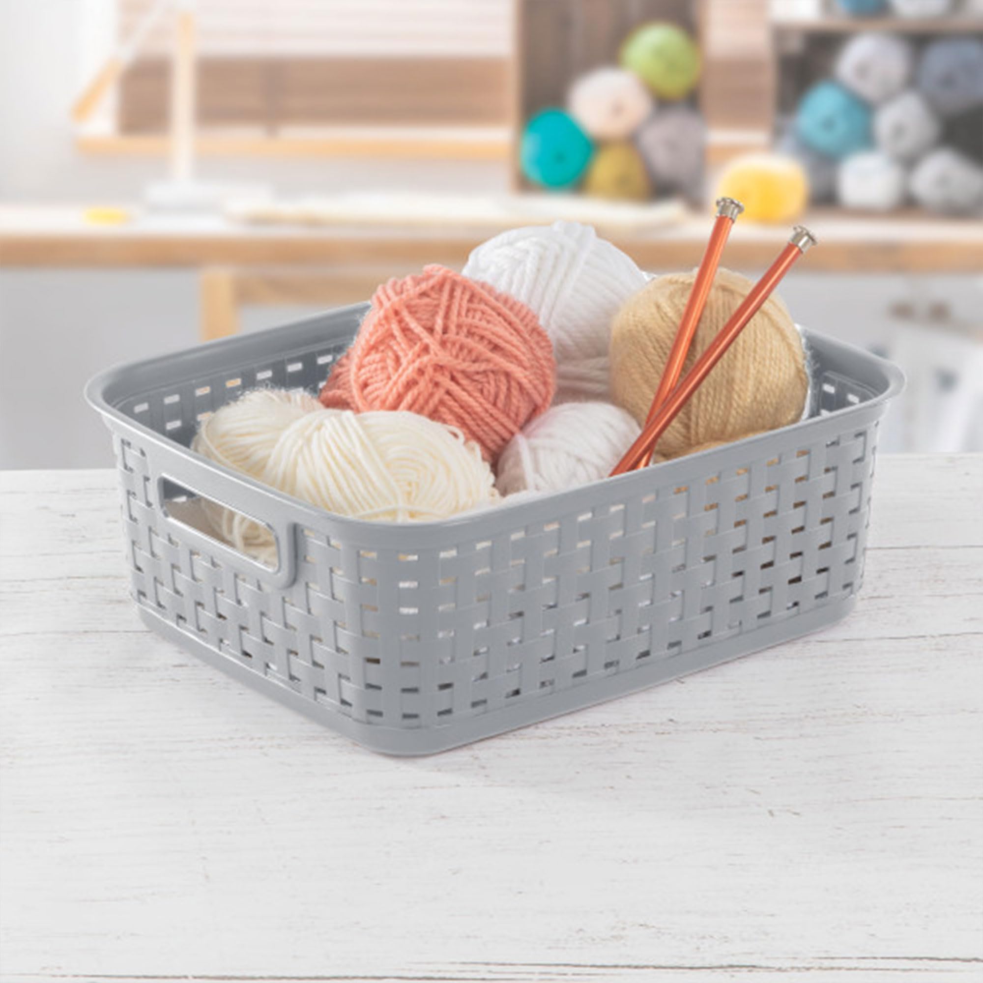 sterilite-short-plastic-weave-storage-basket-gray-6-pack image 5
