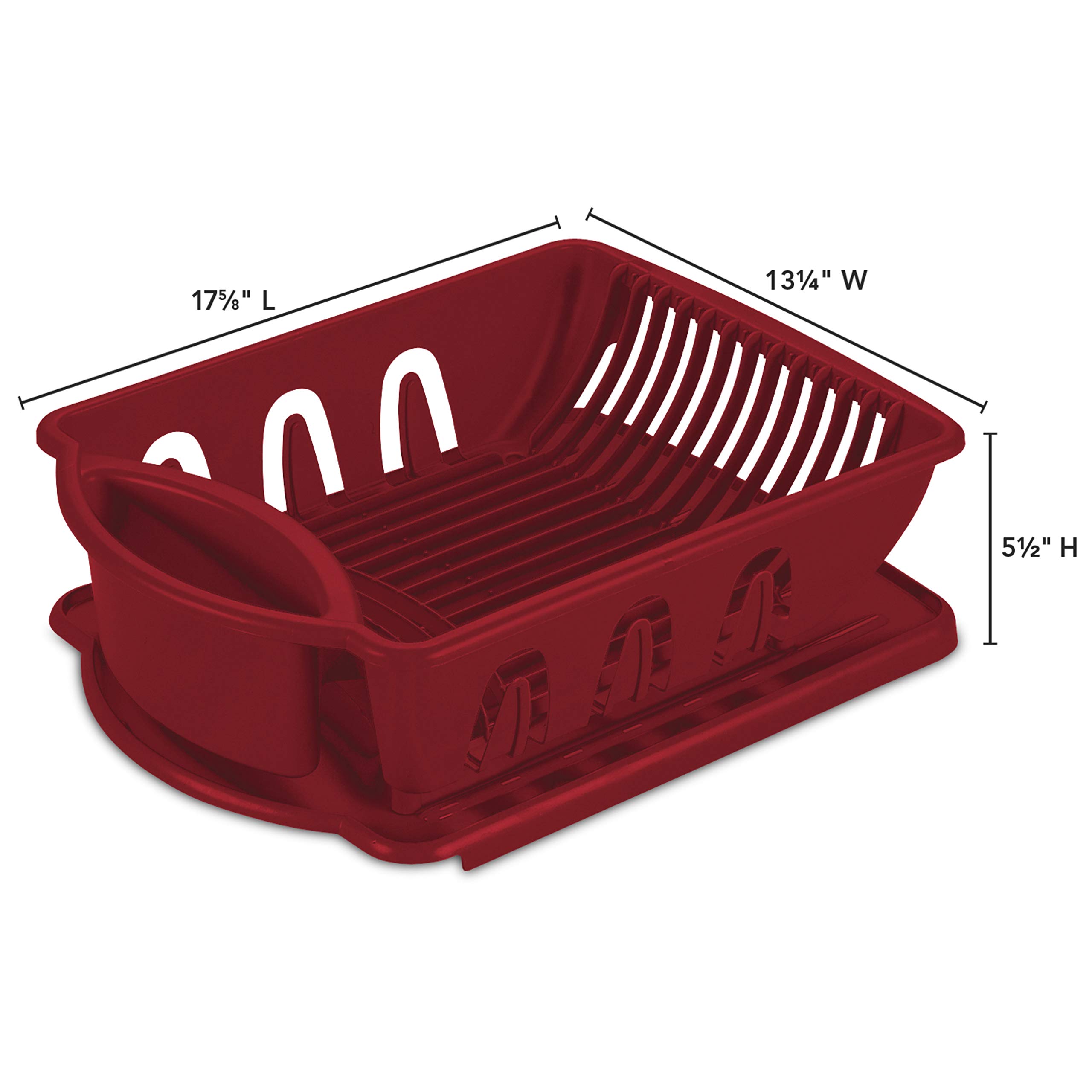 sterilite-2-piece-sink-set-with-drainboard-6-pack-red-dish-drainer-and-drying-bo image 3