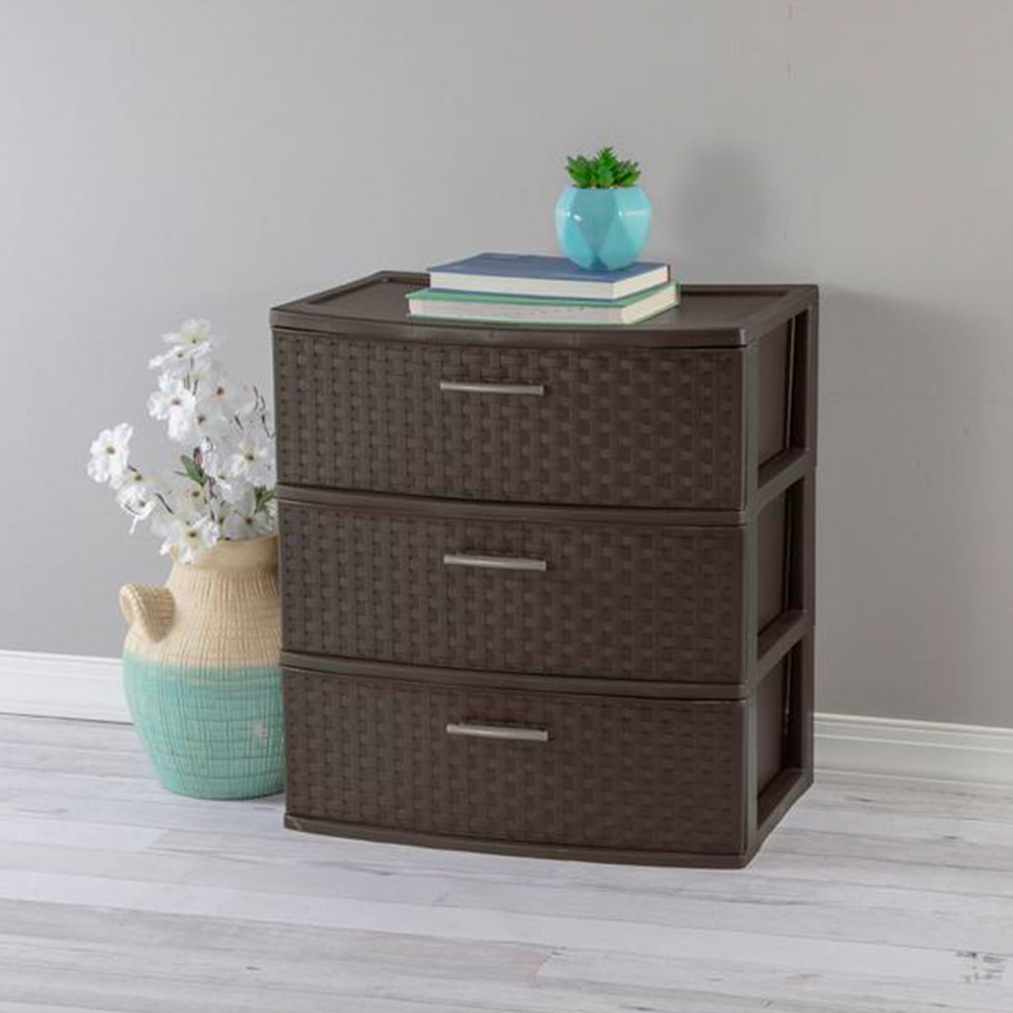 sterilite-3-drawer-wide-storage-tower-espresso image 2