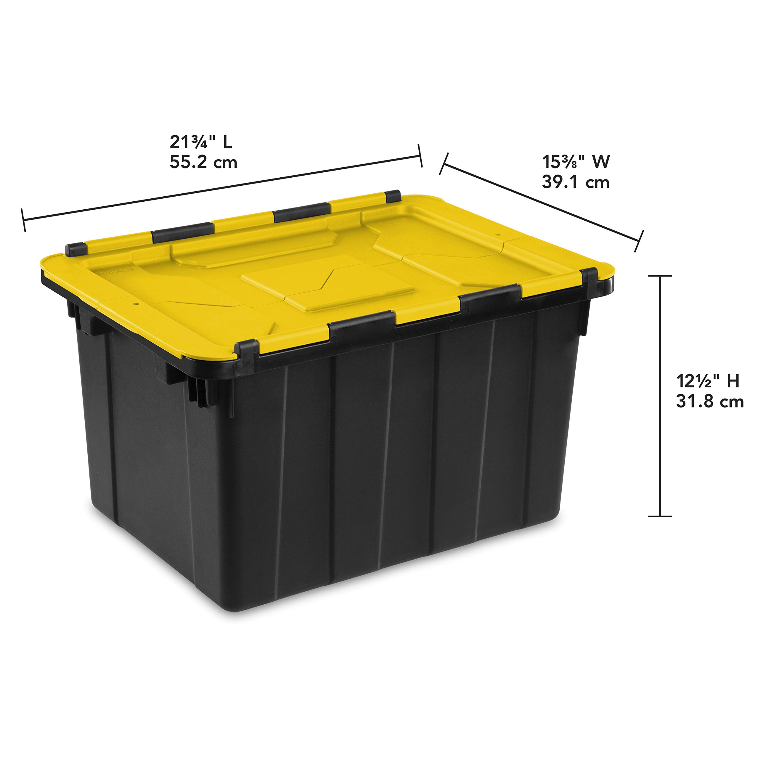 sterilite-14619y06-12-gallon-hinged-industrial-tote-with-yellow-lily-lid-6-pack image 3