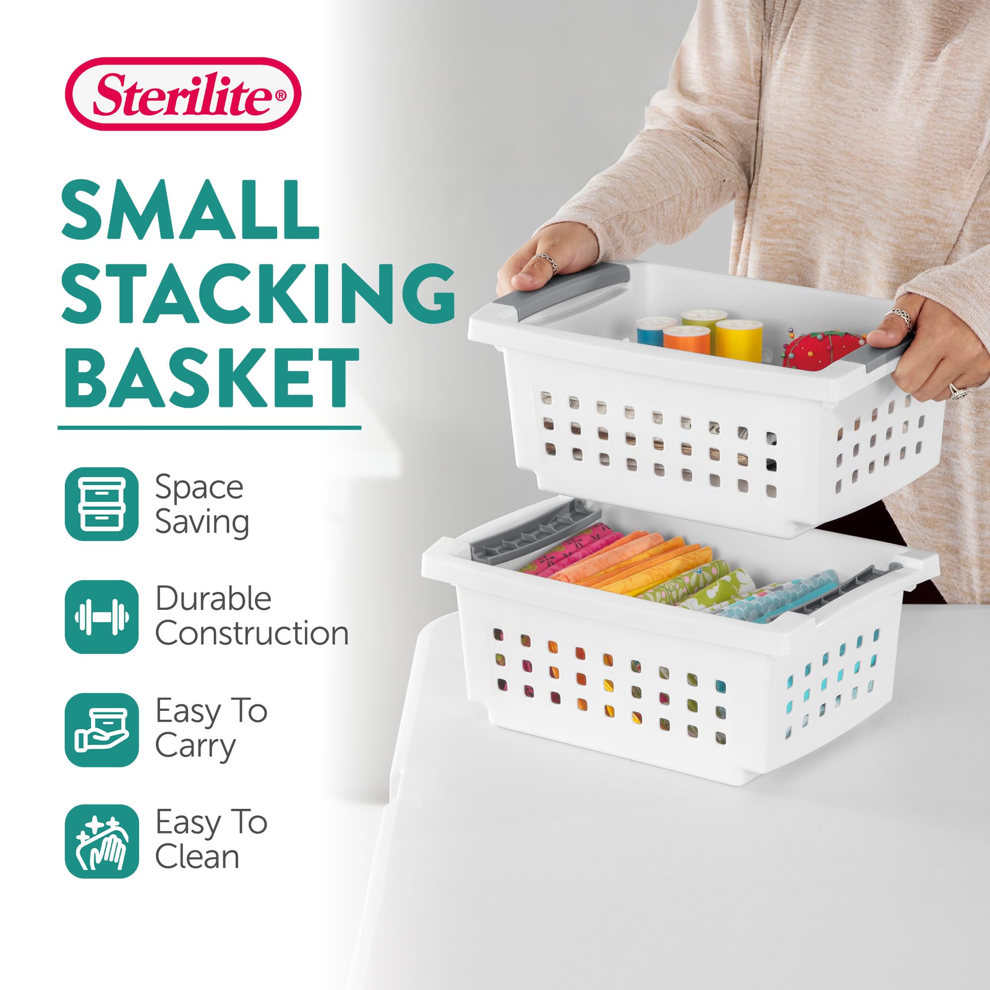 sterilite-small-stacking-basket-8-pack-with-comfort-grip-handles-and-flip-down-r image 3