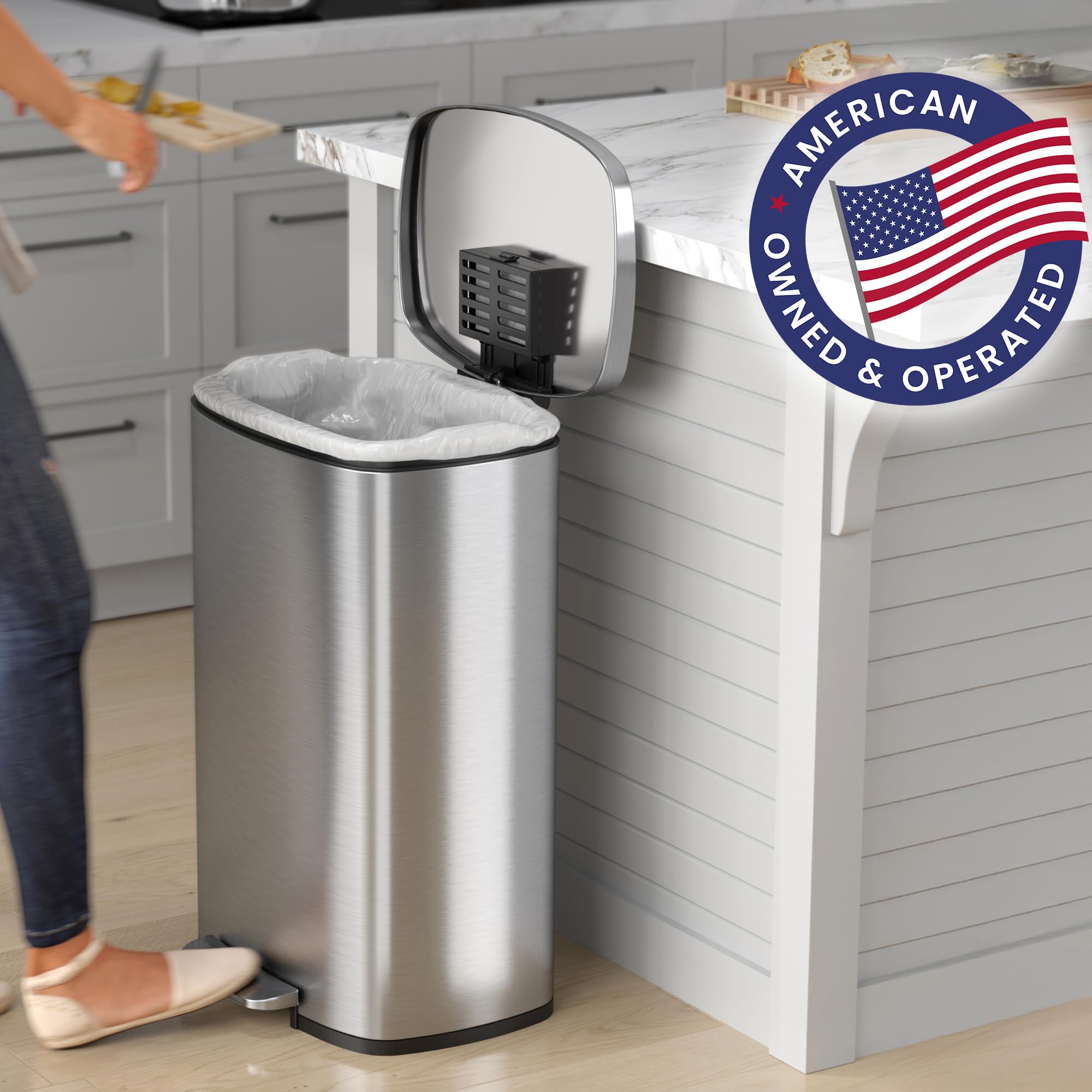 itouchless-softstep-combo-pack-13-2-1-32-gallon-kitchen-and-bathroom-trash-cans- image 2