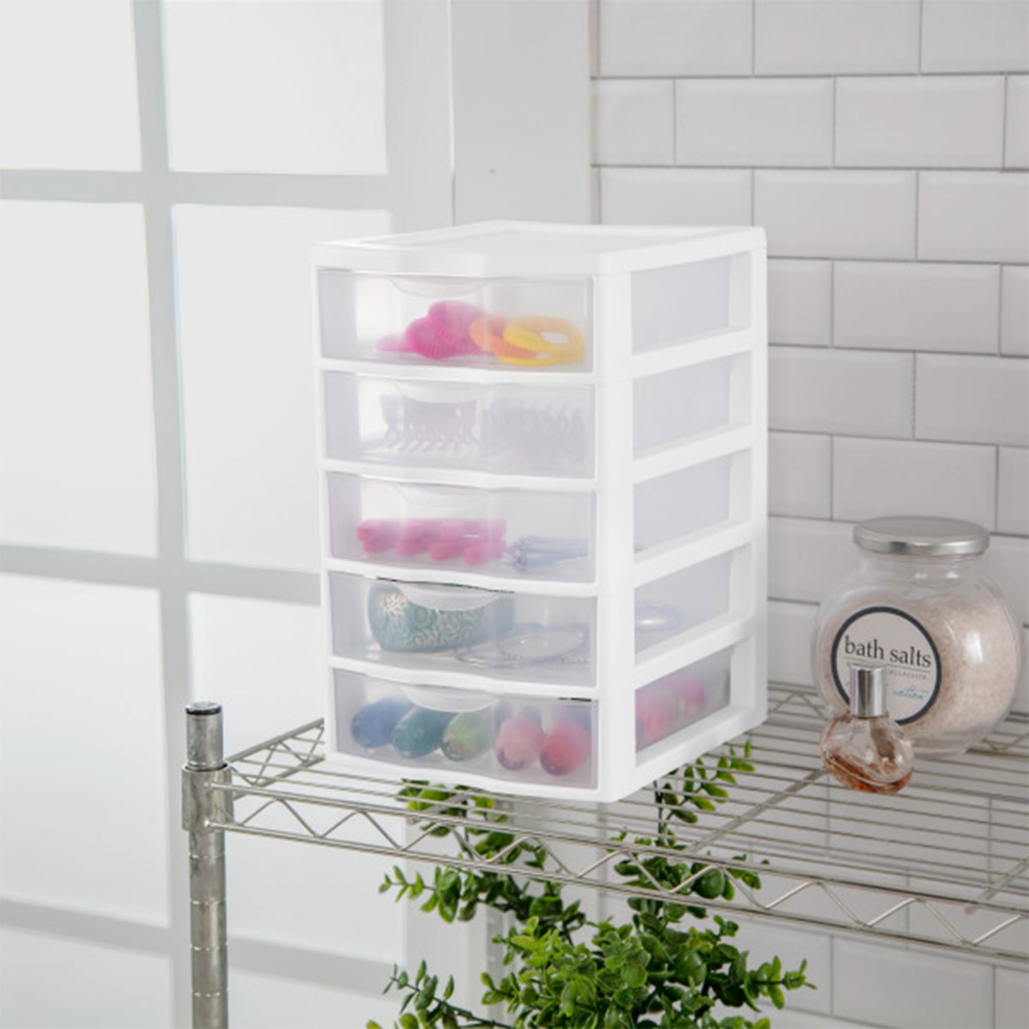 sterilite-small-5-drawer-desktop-storage-unit-white-clear-4-pack image 2