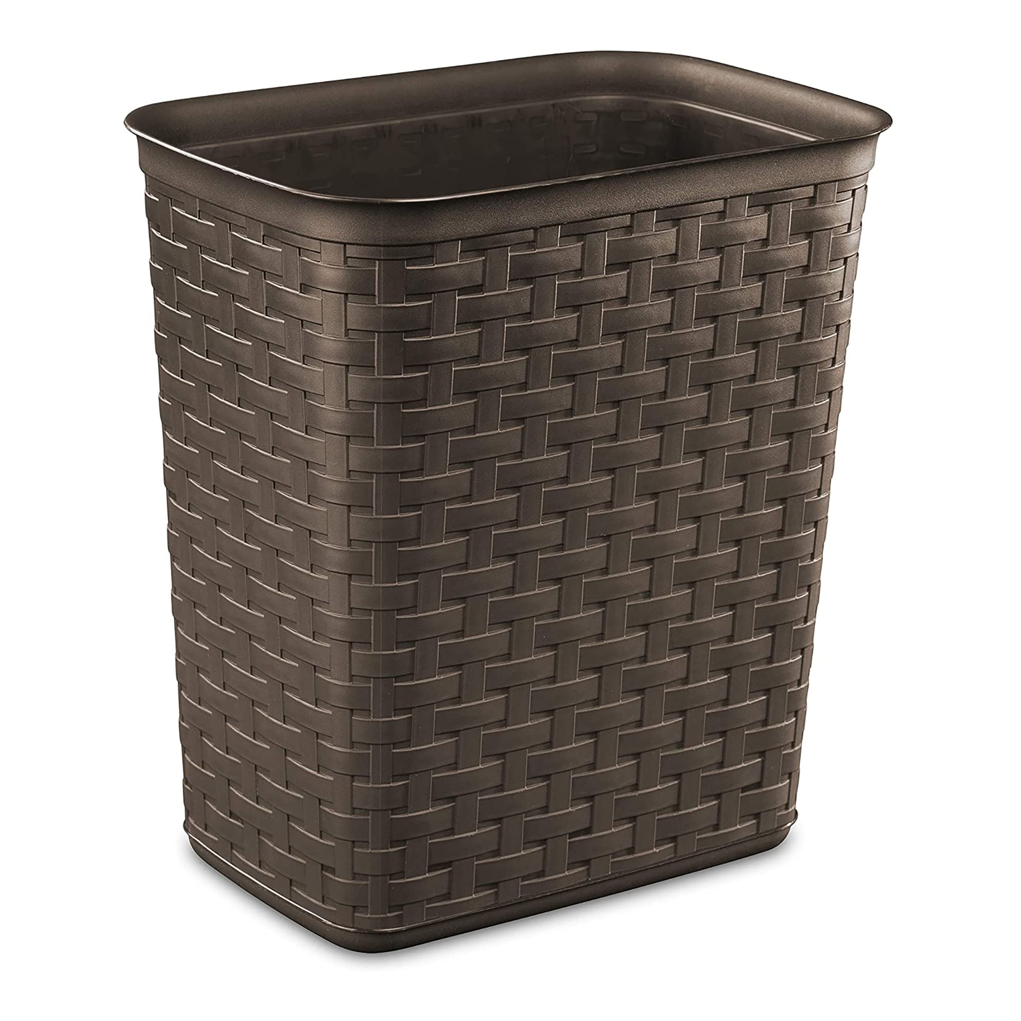sterilite-weave-3-4-gallon-plastic-wastebasket-with-espresso-brown-finish-24-pac image 1