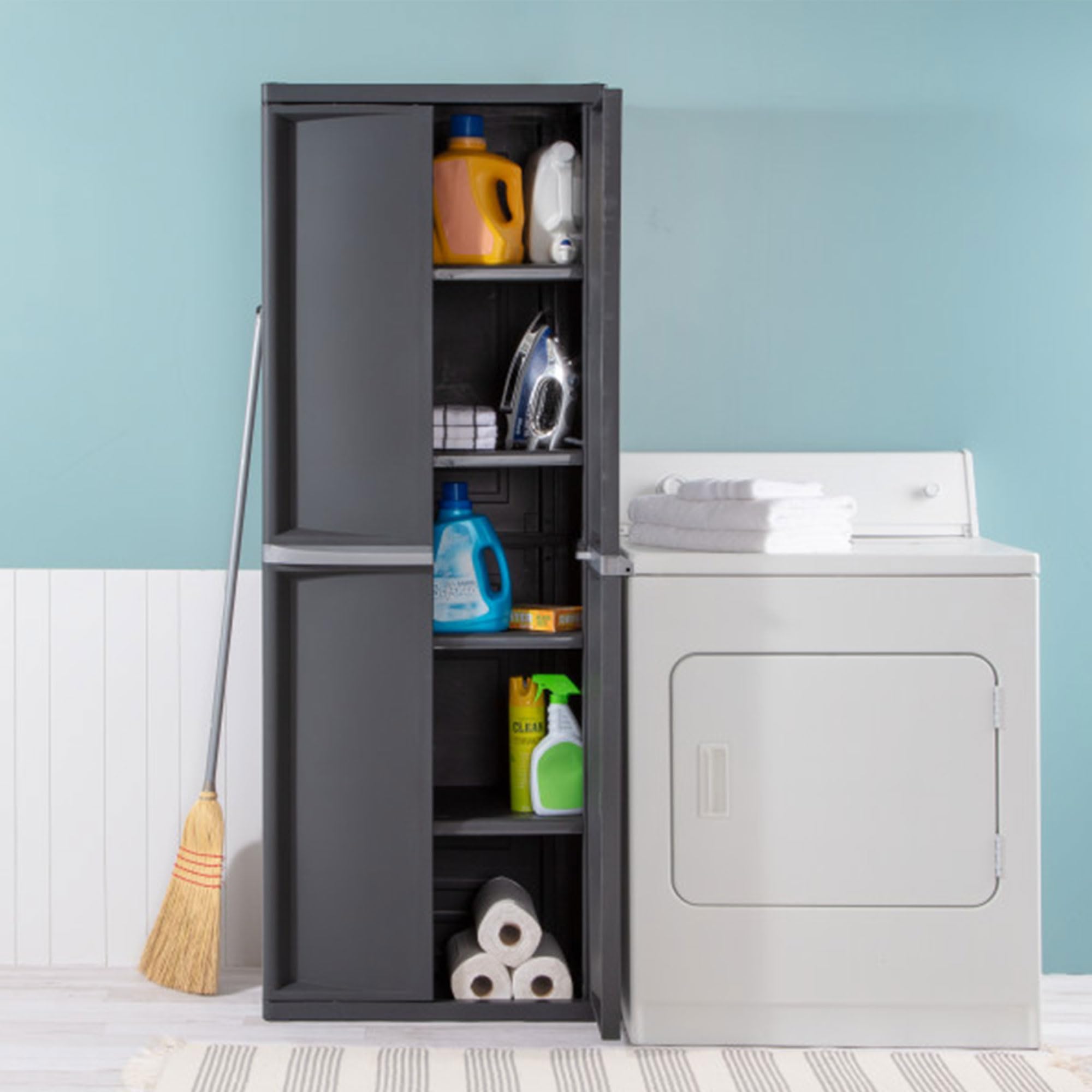 sterilite-4-shelf-cabinet-lockable-utility-storage-gray image 4