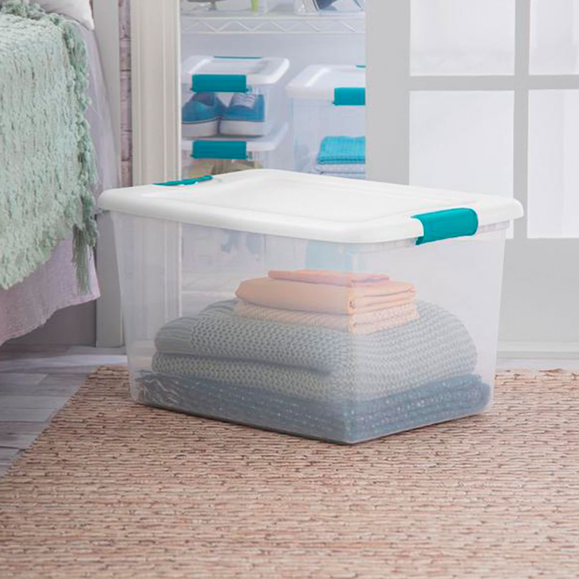 sterilite-clear-6-quart-easy-latching-storage-box-with-white-lid-12-pack-and-cle image 6