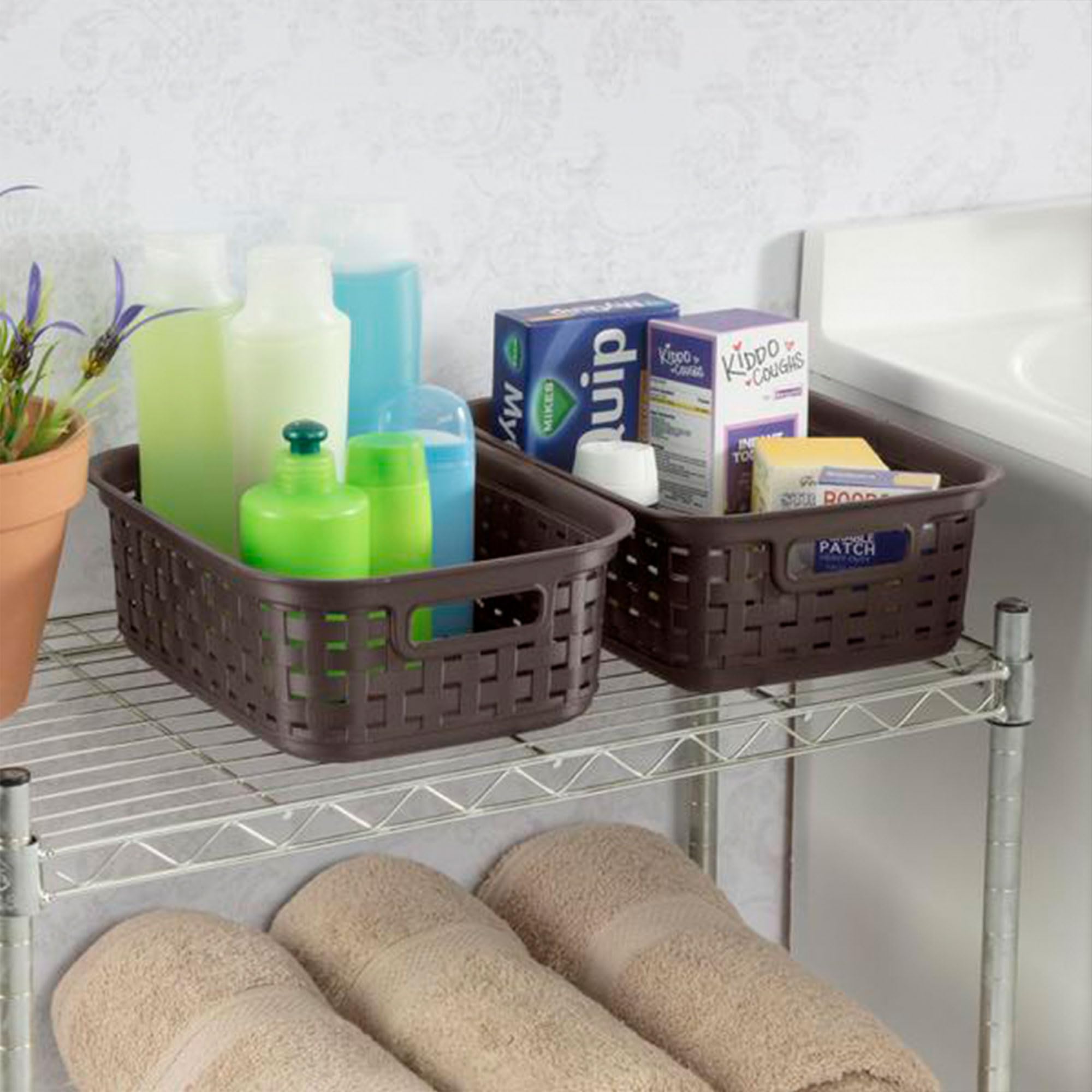 sterilite-small-multipurpose-basketweave-storage-basket-11-inch-8-pack-espresso image 5