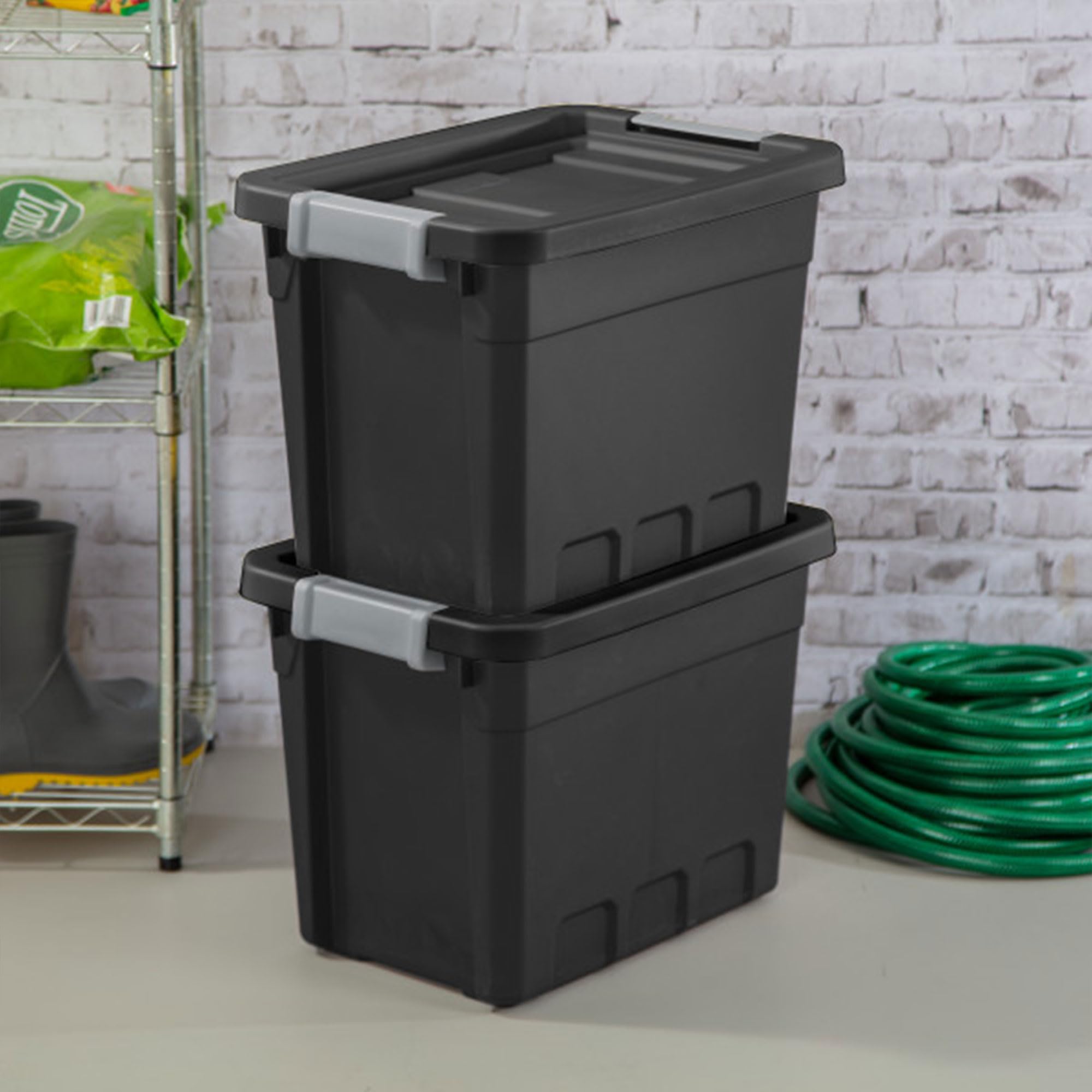 sterilite-12-pack-plastic-storage-bins-with-lids-7-5-gallon-black image 8