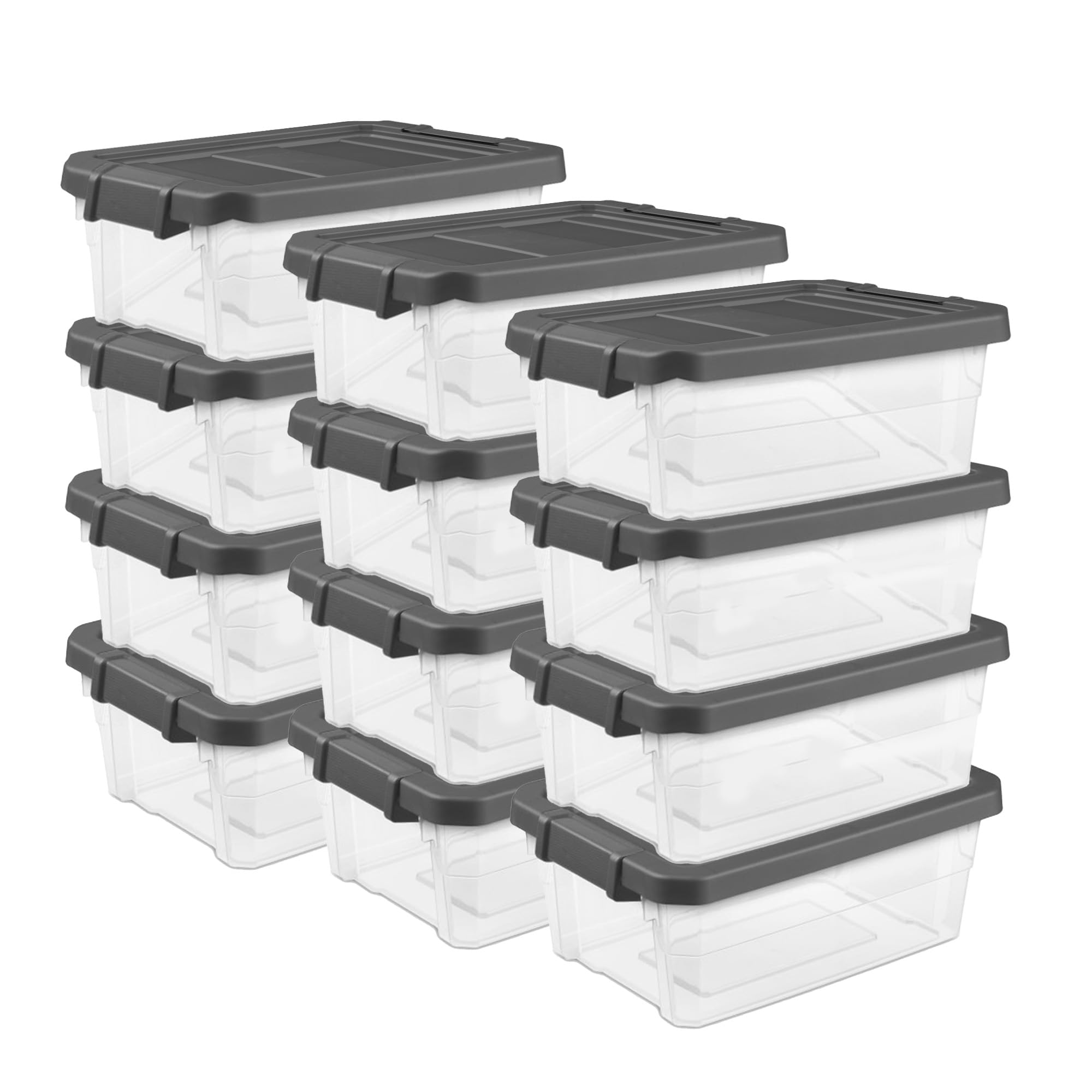 sterilite-16-quart-modular-stacker-box-with-latching-lids-12-pack-clear-plastic- image 1