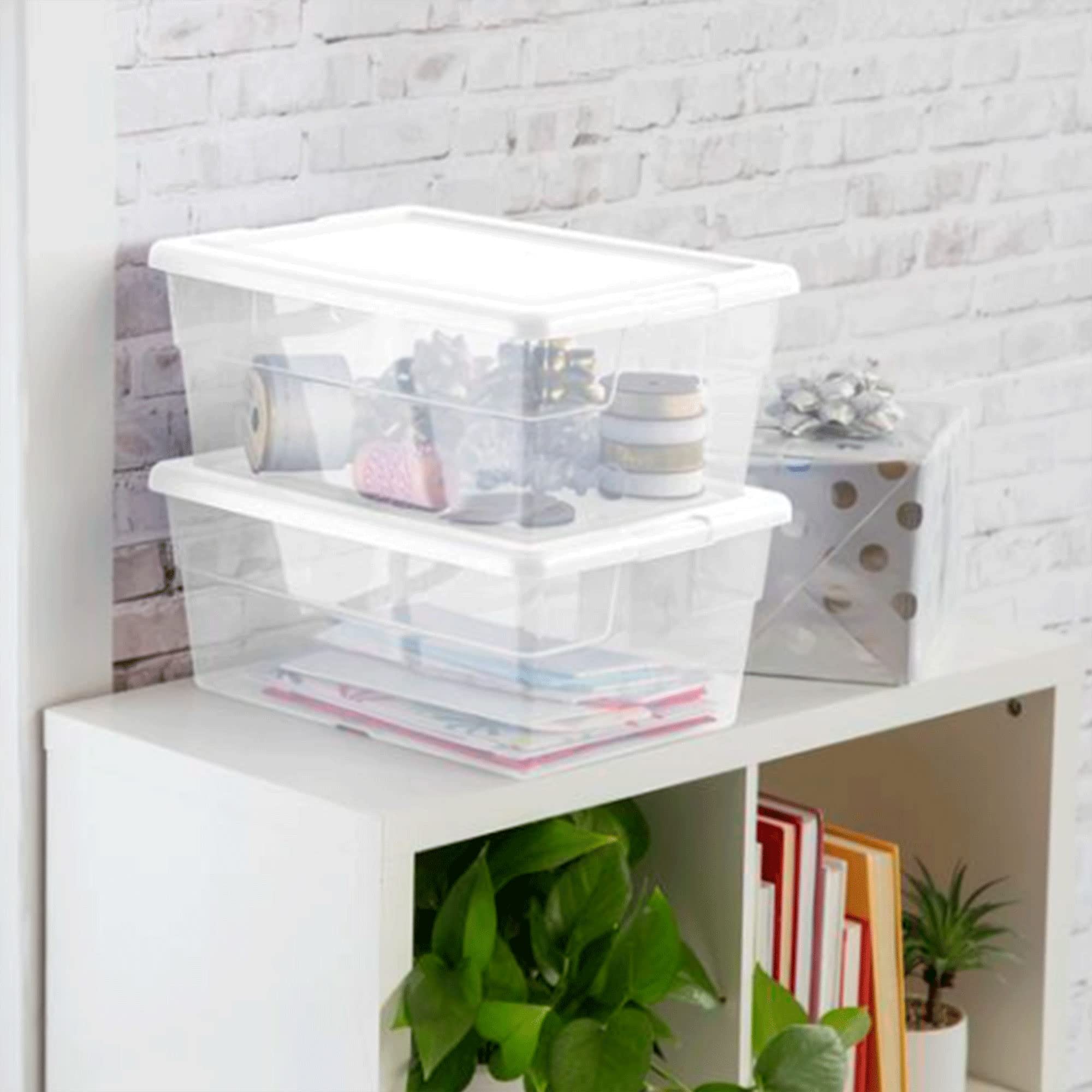 sterilite-16-quart-basic-clear-storage-box-with-white-lid image 7