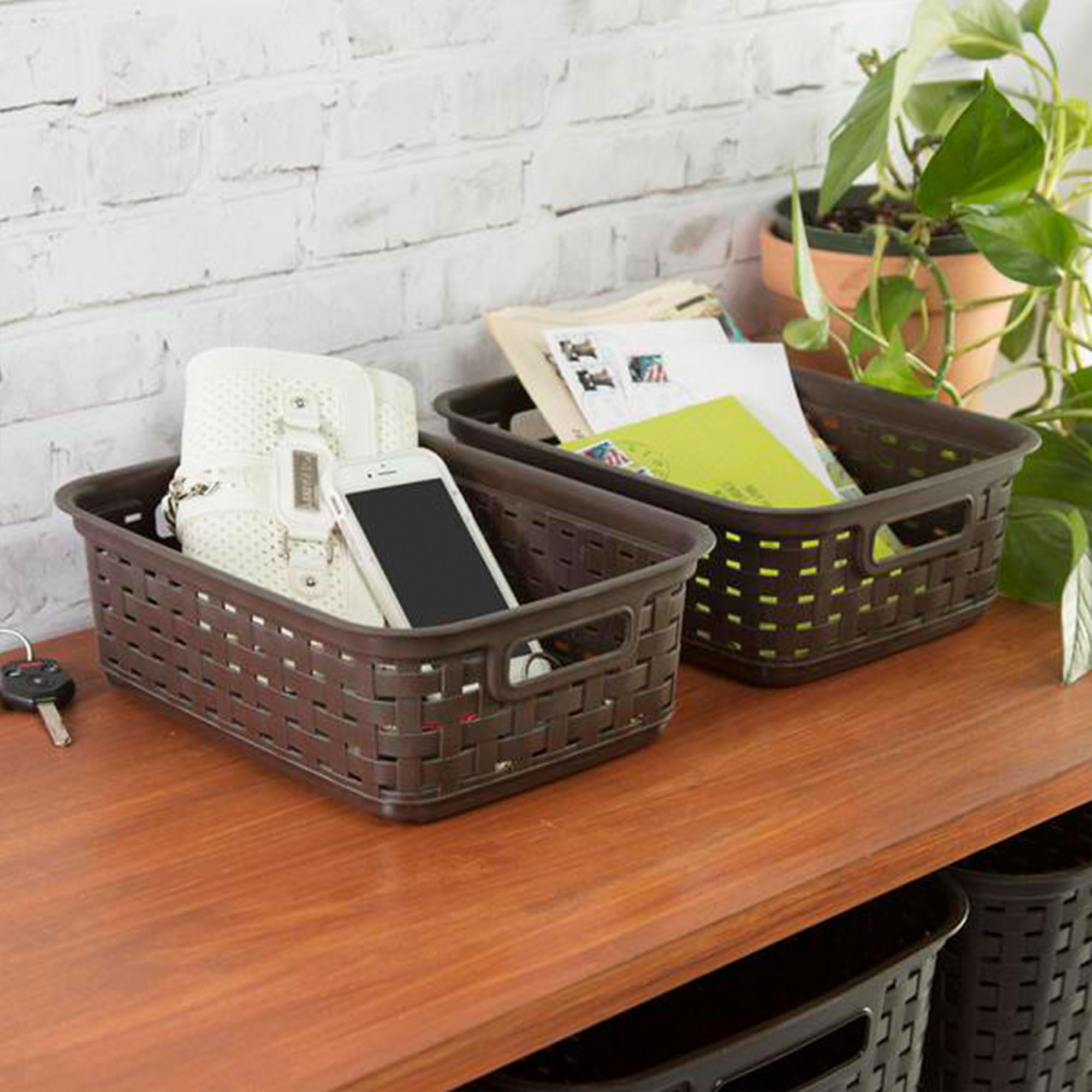 sterilite-small-multipurpose-basketweave-storage-basket-11-inch-8-pack-espresso image 4
