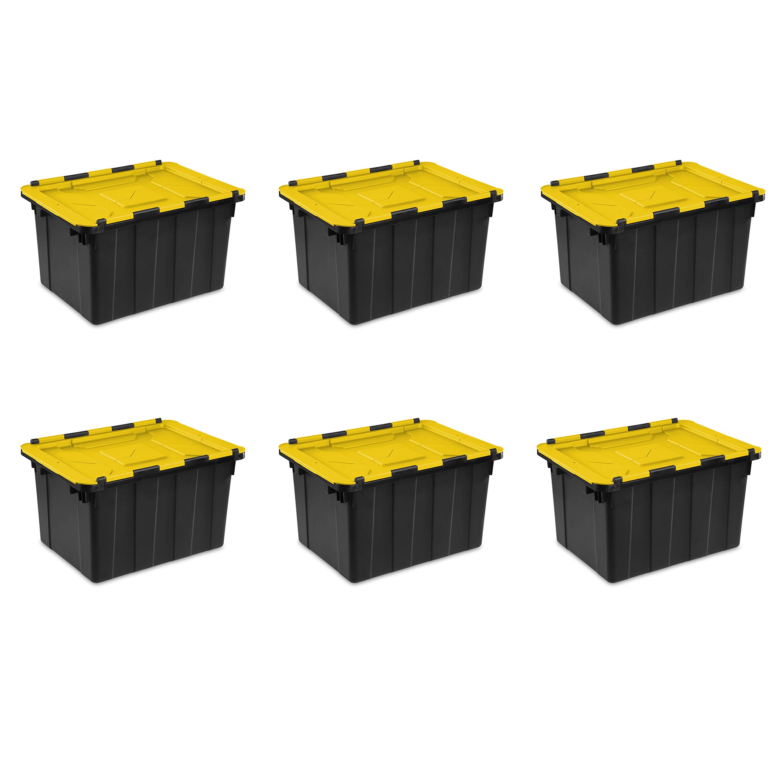 sterilite-14619y06-12-gallon-hinged-industrial-tote-with-yellow-lily-lid-6-pack image 2