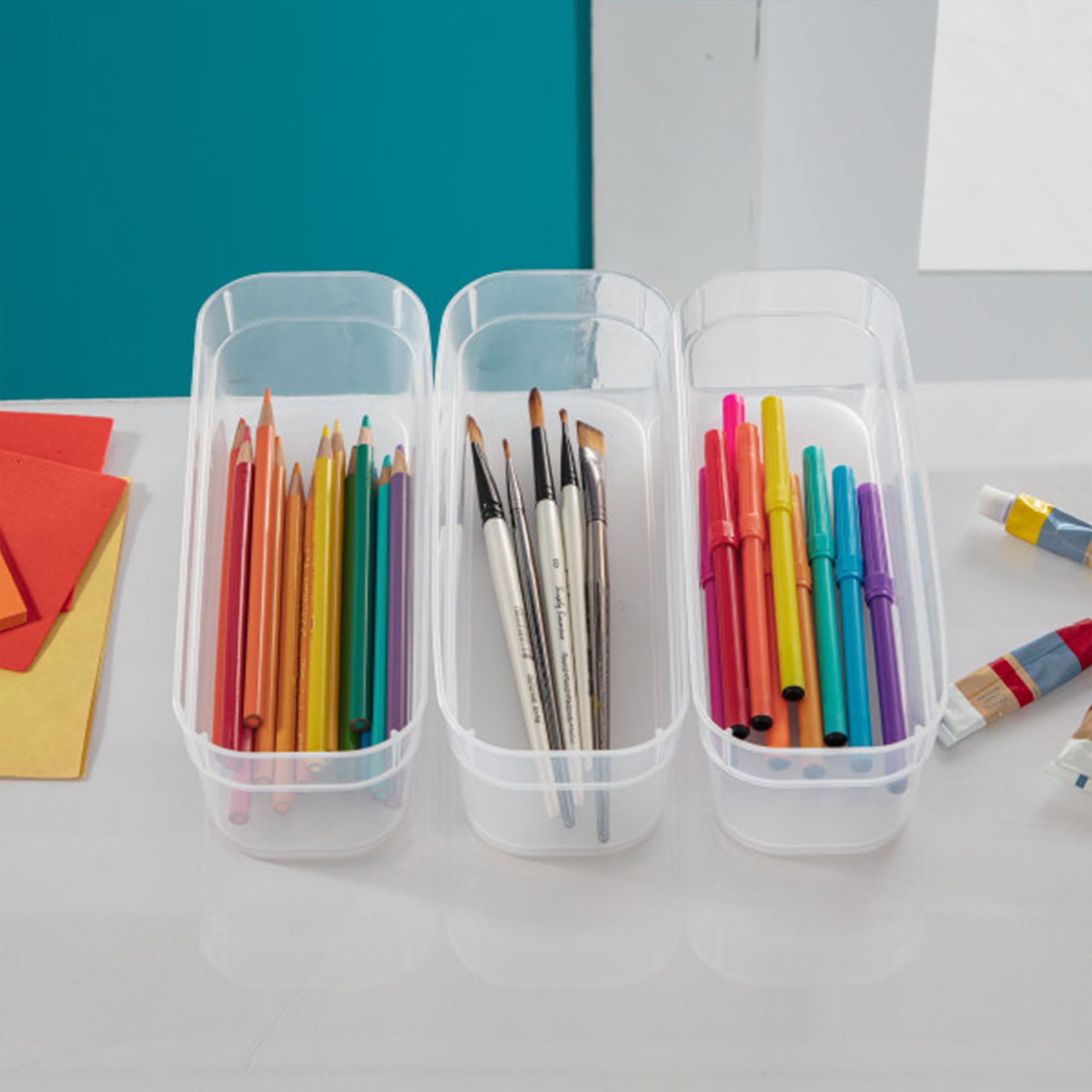 sterilite-narrow-storage-trays-with-sturdy-banded-rim-and-textured-bottom-clear- image 7