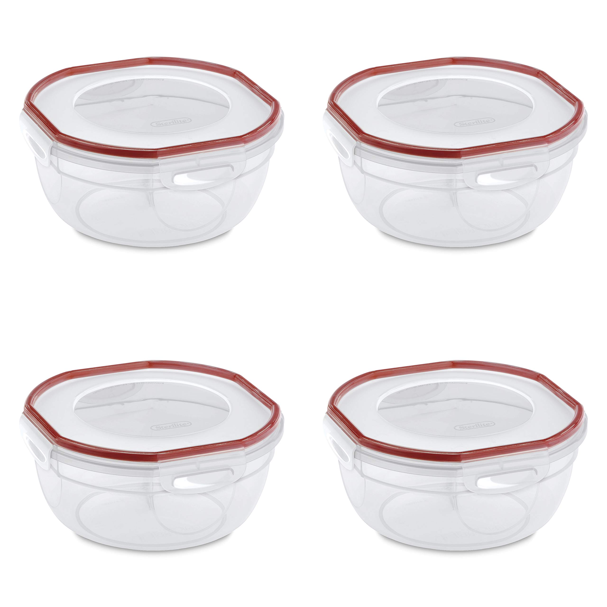 sterilite-ultra-seal-2-5-qt-bowl-airtight-food-storage-container-clear-with-red- image 1