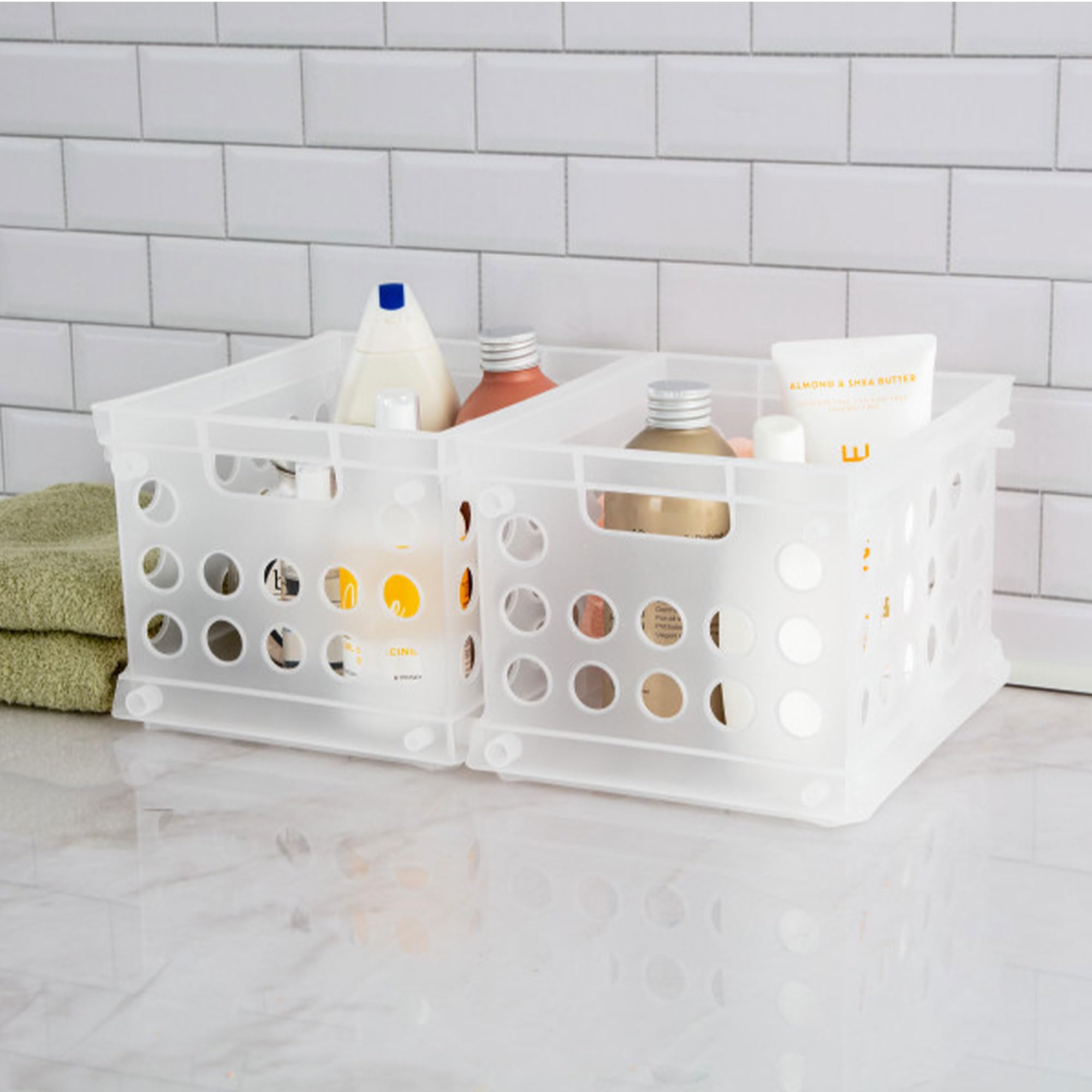 sterilite-mini-crate-stackable-plastic-storage-bin-with-handles-clear-12-pack image 6
