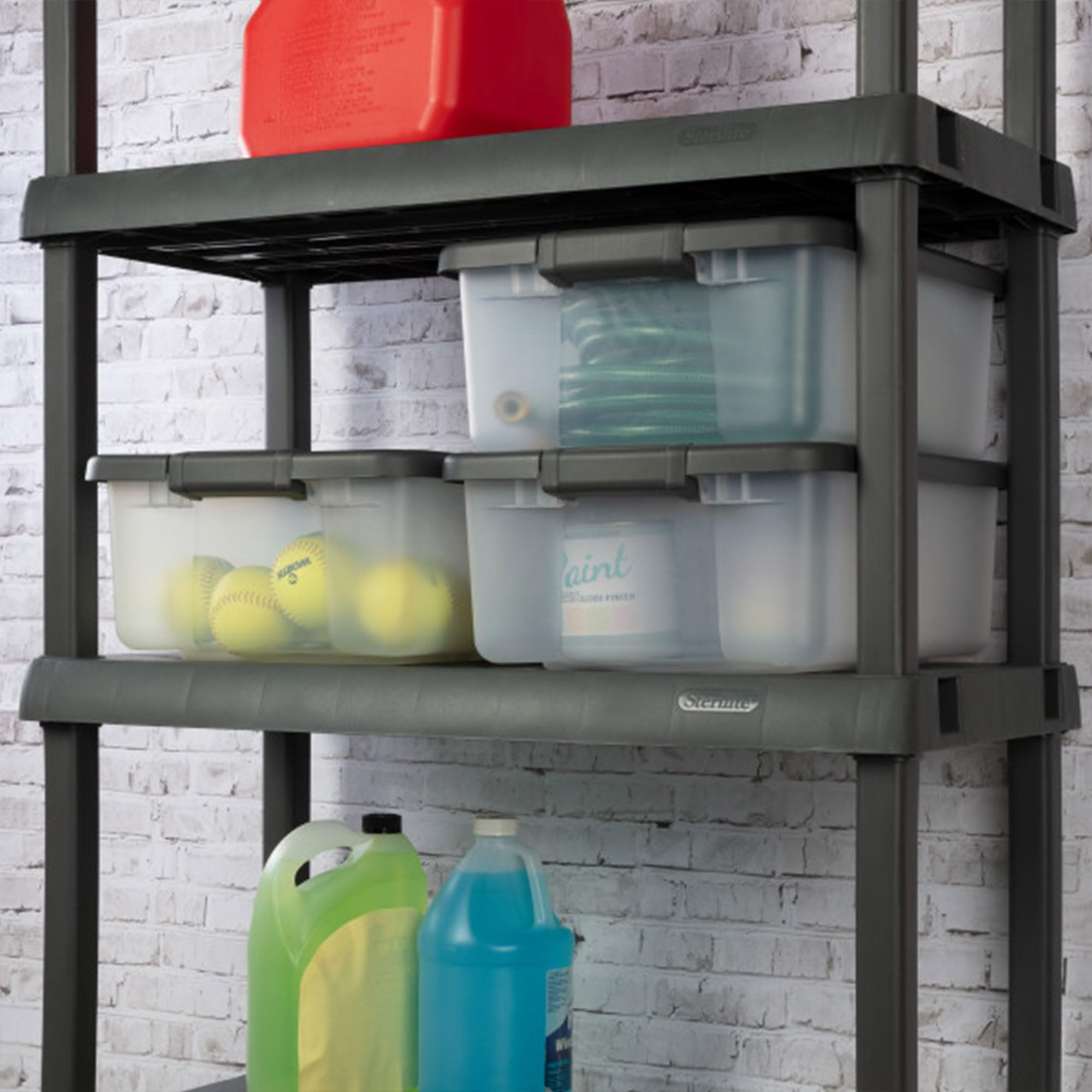 sterilite-shelftote-25-quart-clear-plastic-storage-bins-with-lids-12-pack-gray image 7