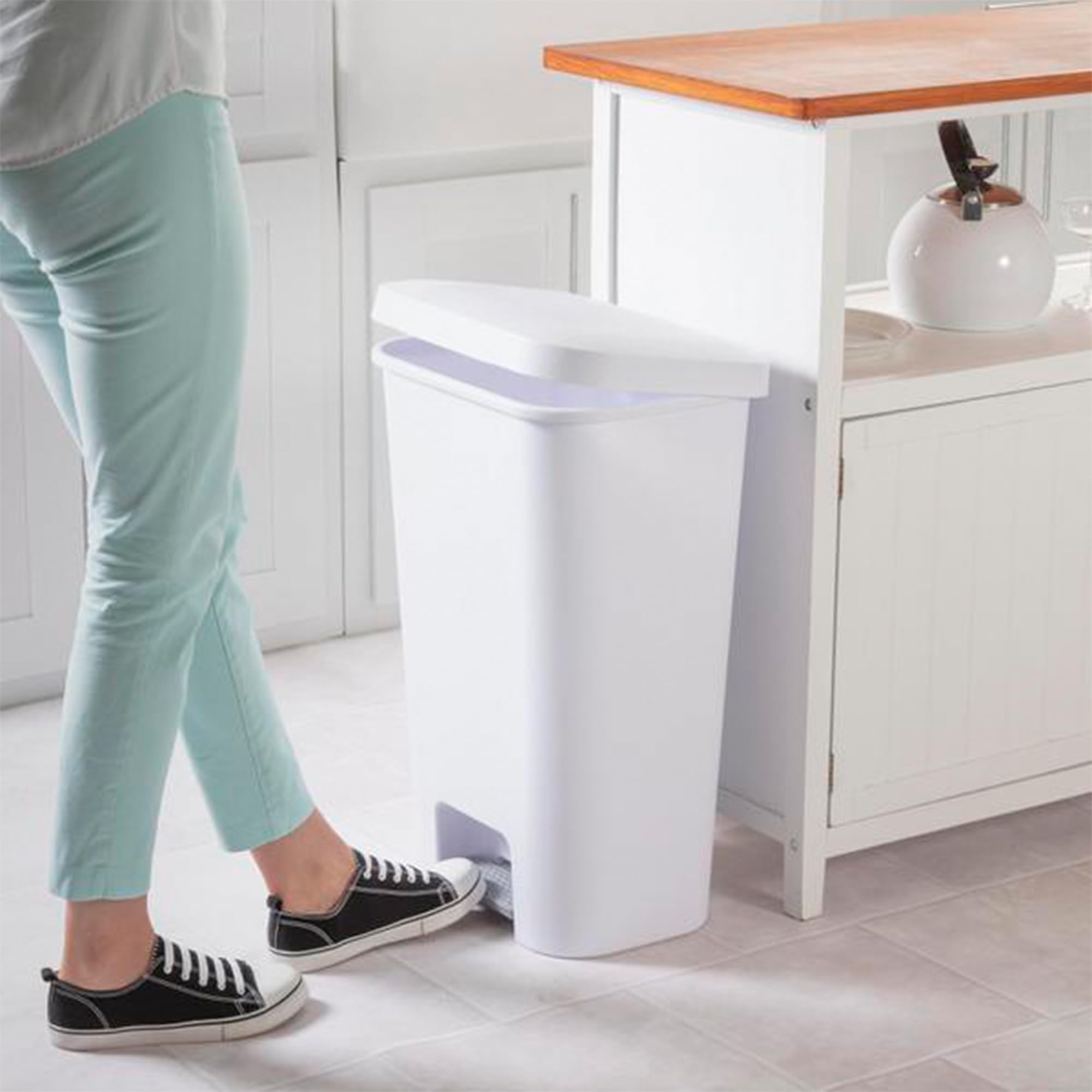 sterilite-11-9-gallon-stepon-wastebasket-with-lid-white-4-pack image 3