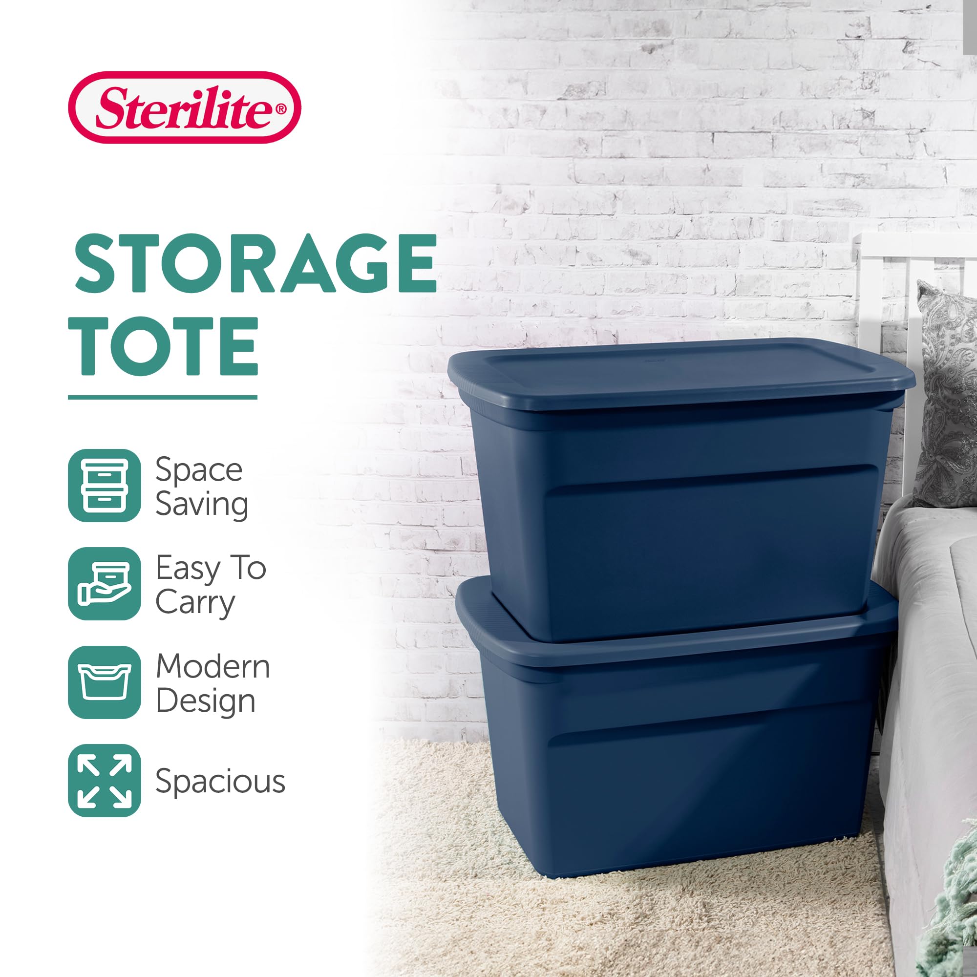 sterilite-6-pack-30-gallon-storage-tote-with-snap-lids-marine-blue image 2