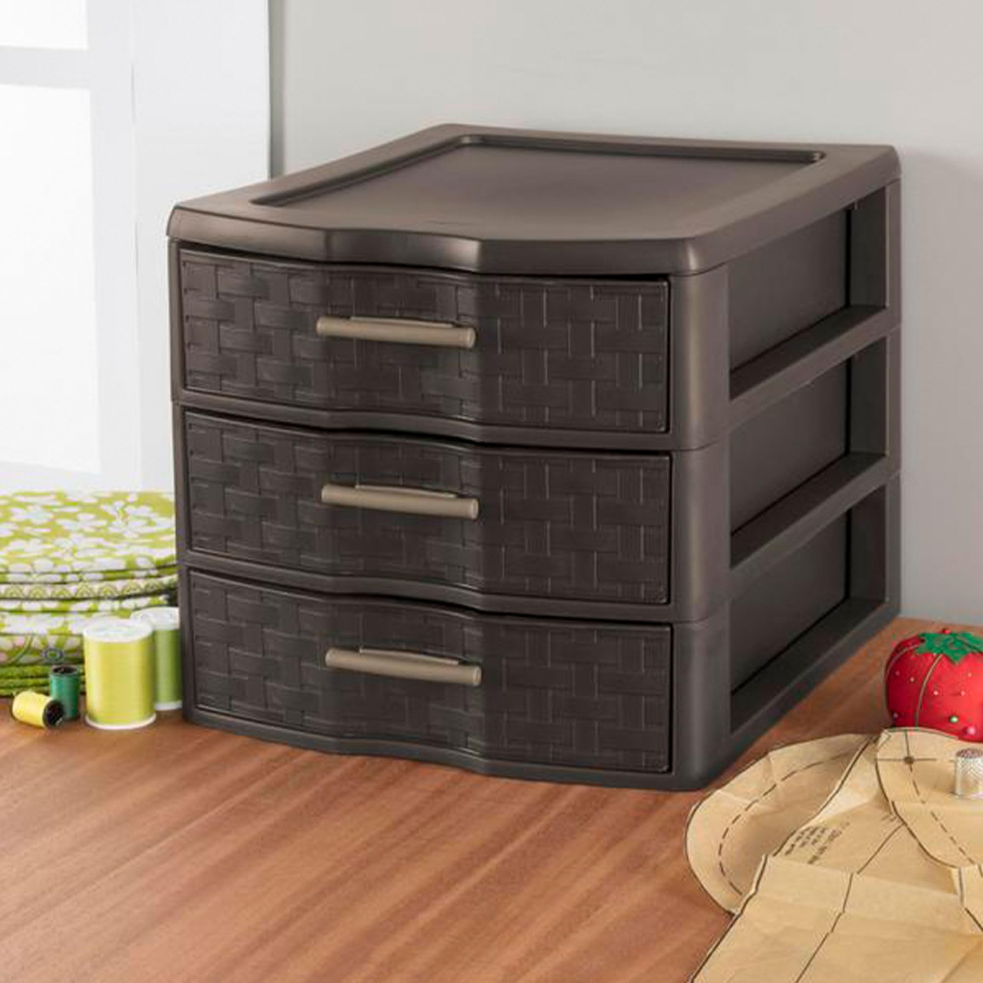 sterilite-medium-weave-craft-office-supplies-3-drawer-storage-organizer-4-pack image 6