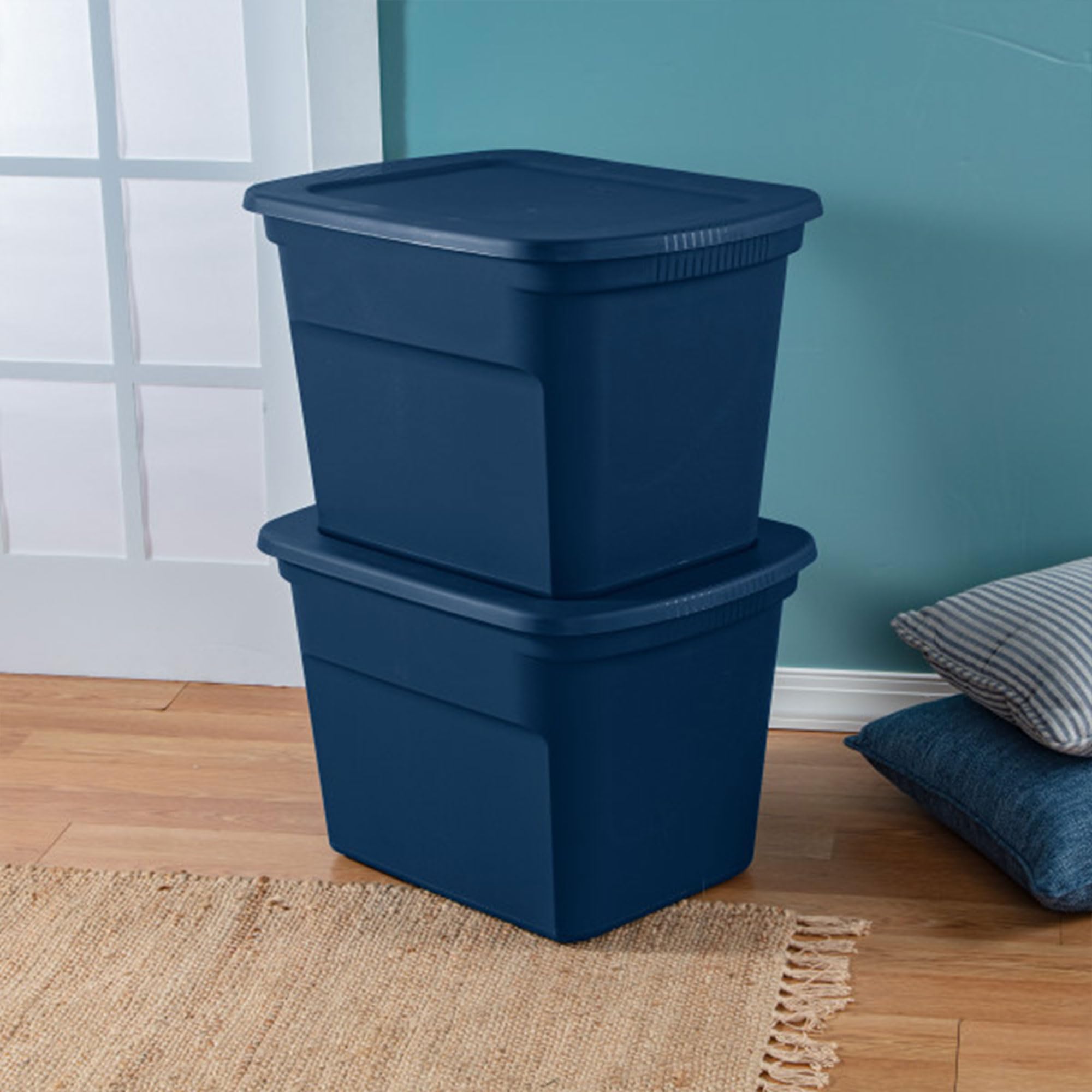sterilite-8-pack-storage-tote-18-gallon-marine-blue-heavy-duty-plastic-bins-with image 5
