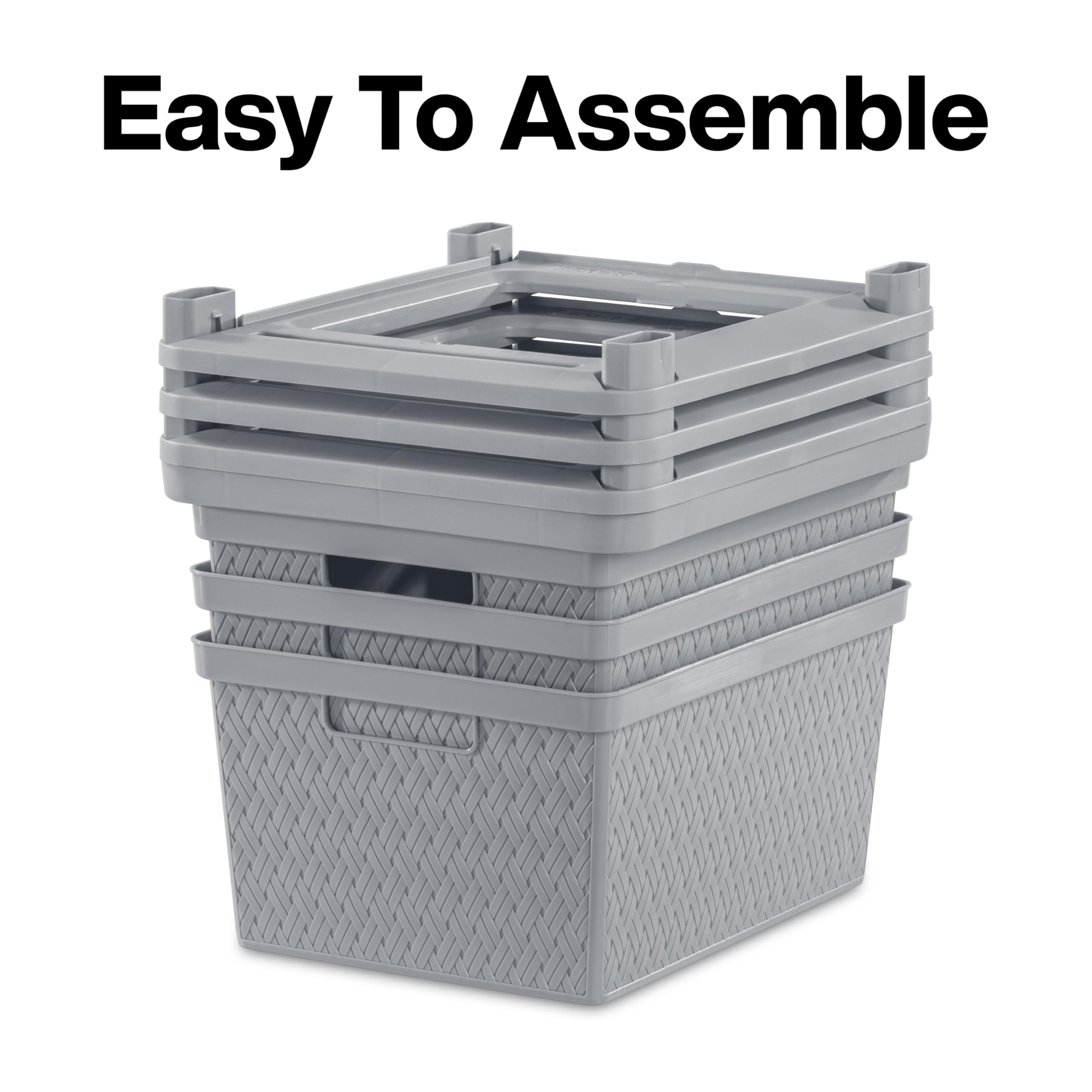 sterilite-3-drawer-cross-weave-storage-tower-gray-portable-drawers-with-handles image 4