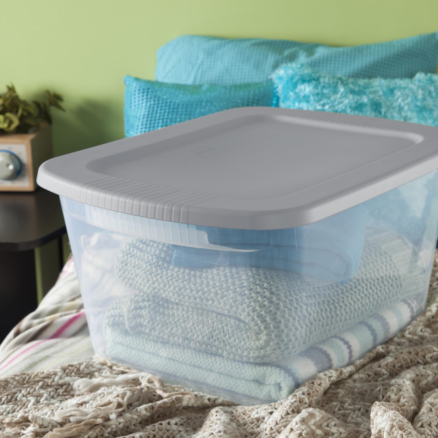 sterilite-60-qt-storage-box-set-with-clear-bases-and-gray-lids-stackable-plastic image 6