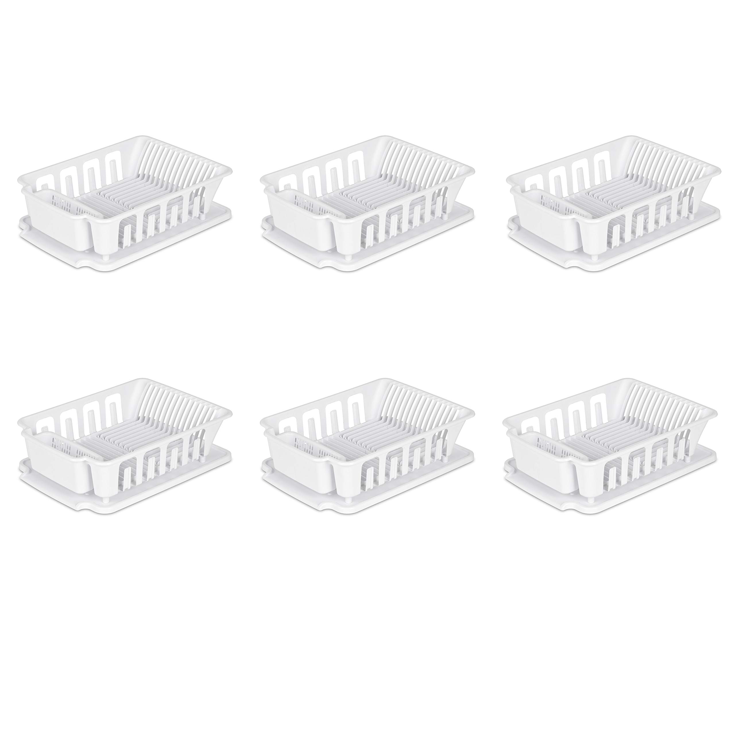 sterilite-large-2-piece-sink-set-with-drainboard-for-drying-dishes-white-6-pack image 1