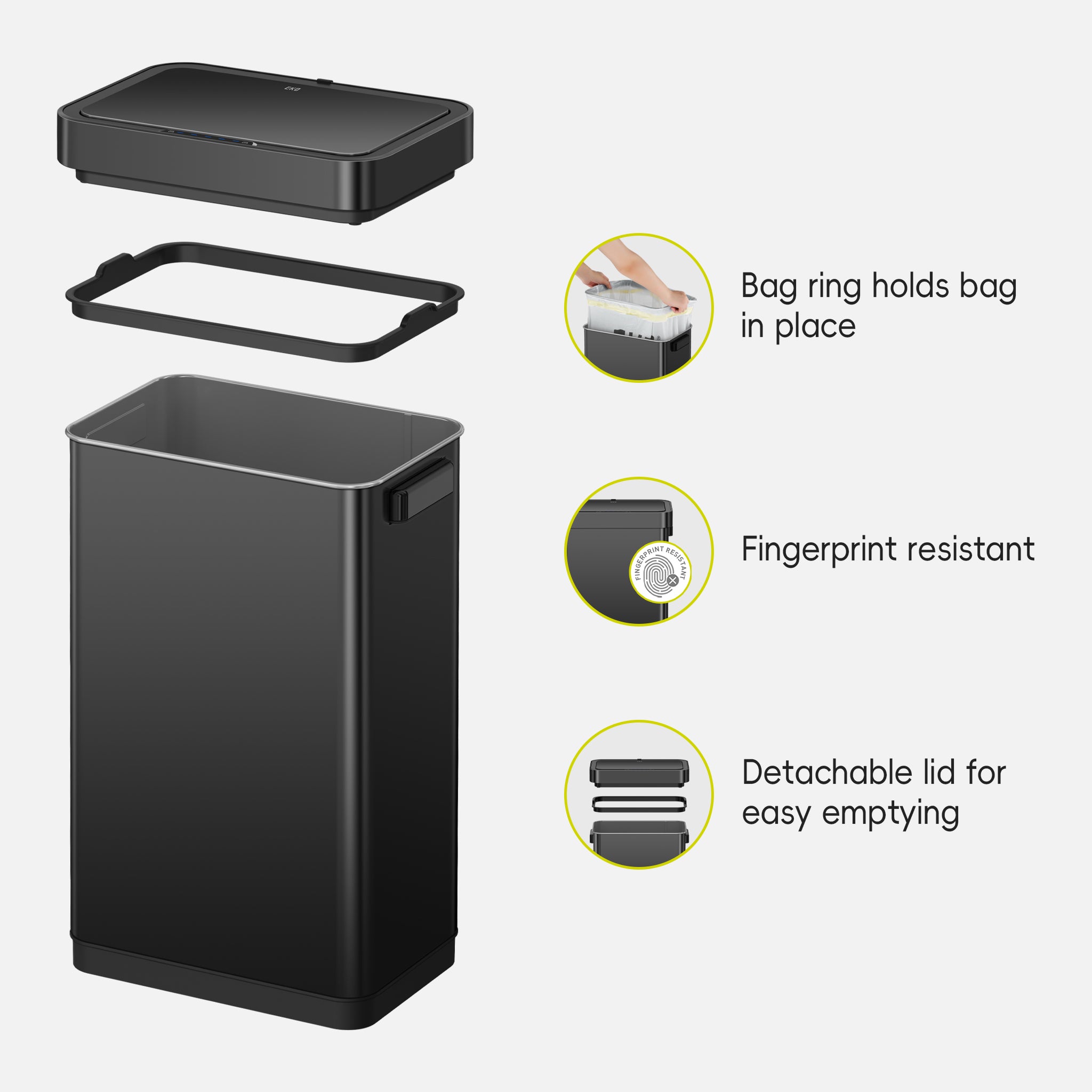 eko-deluxe-mirage-t-50-liter-13-gallon-motion-sensor-trash-can-matte-black image 4