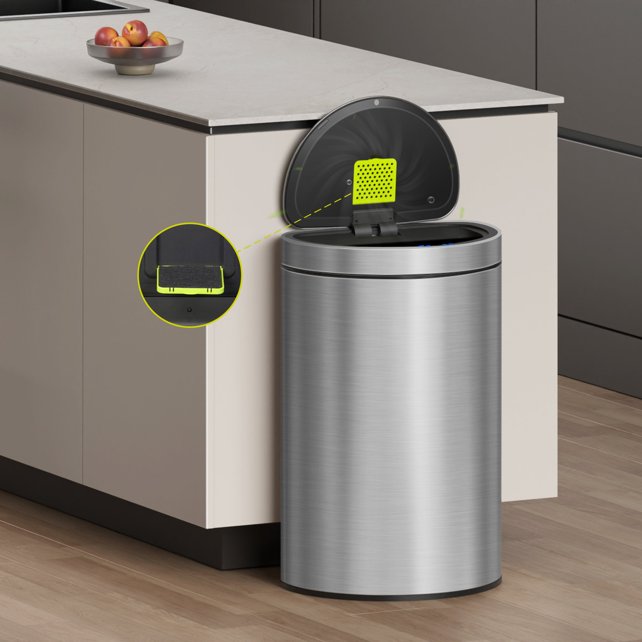 eko-mirage-semi-round-47l-12-4-gallon-motion-sensor-trash-can-matte-stainless-st image 6