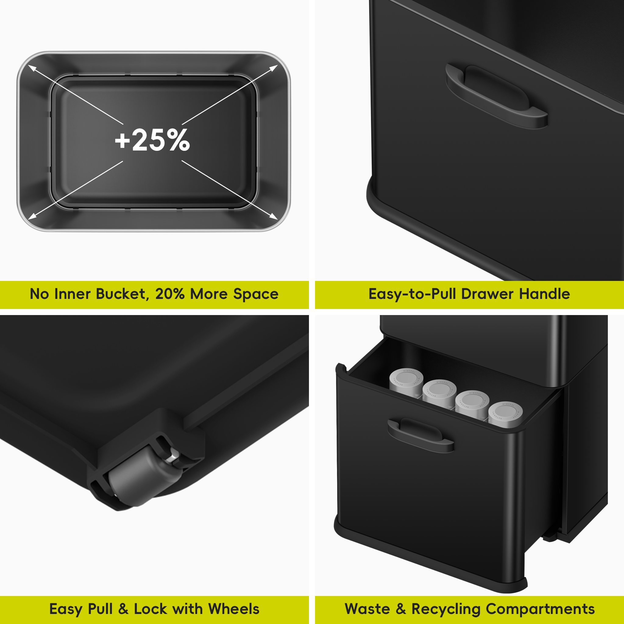 eko-vintage-dual-compartment-motion-sensor-trash-can-32l-18l-matte-black image 7