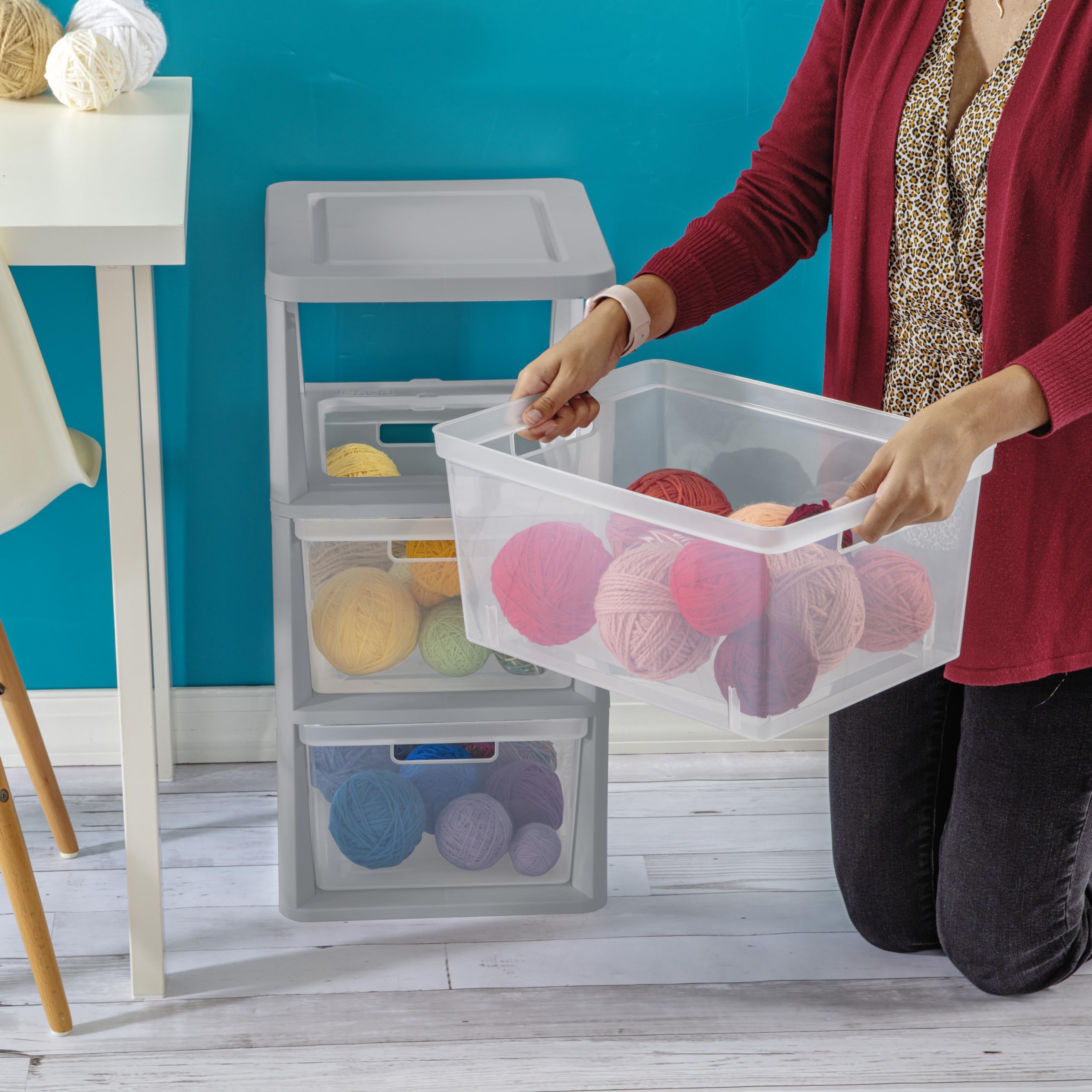 sterilite-3-drawer-storage-tower-with-clear-drawers-gray-1-pack image 8