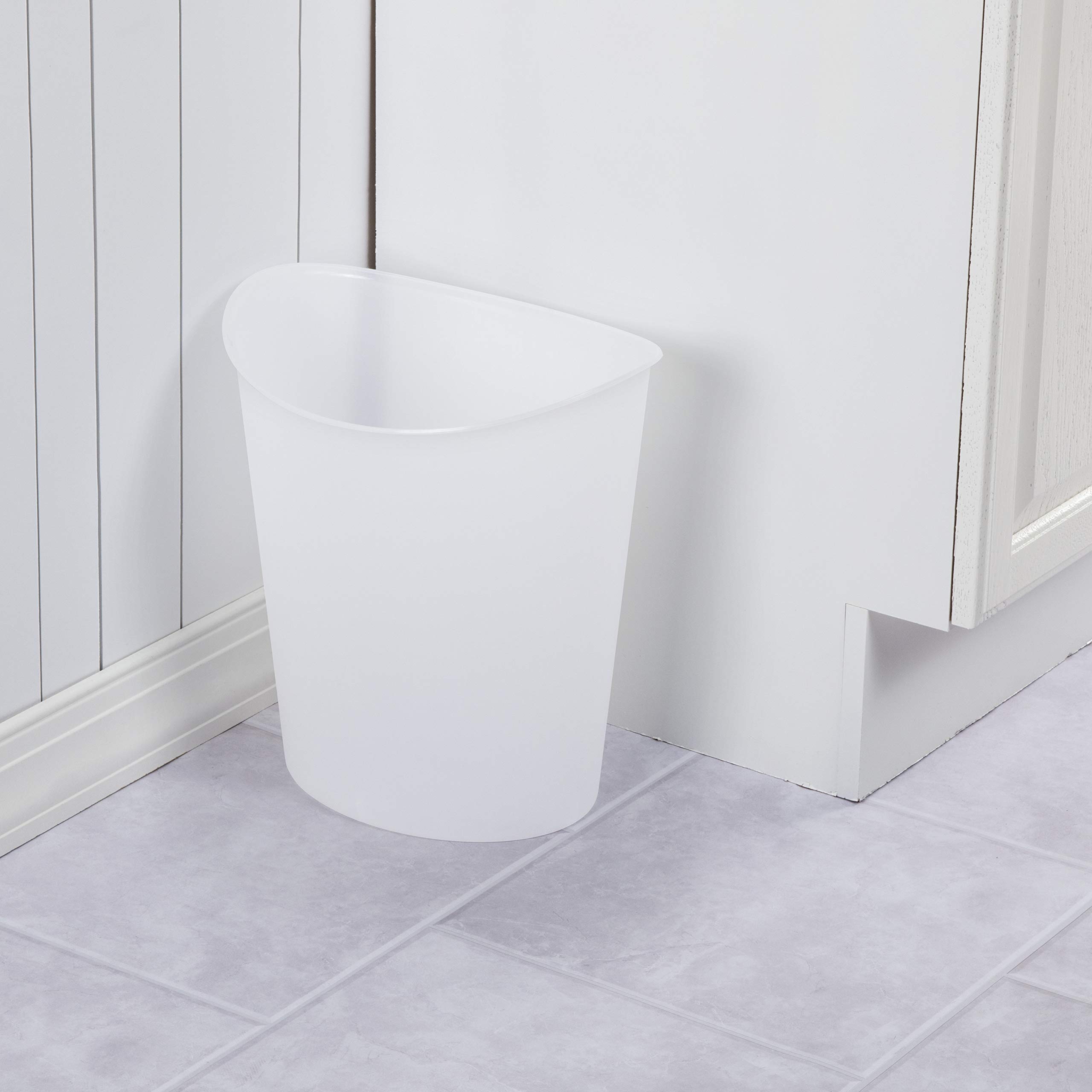 sterilite-3-gallon-oval-wastebasket-with-lid-clear-6-pack-modern-slim-profile-fo image 1