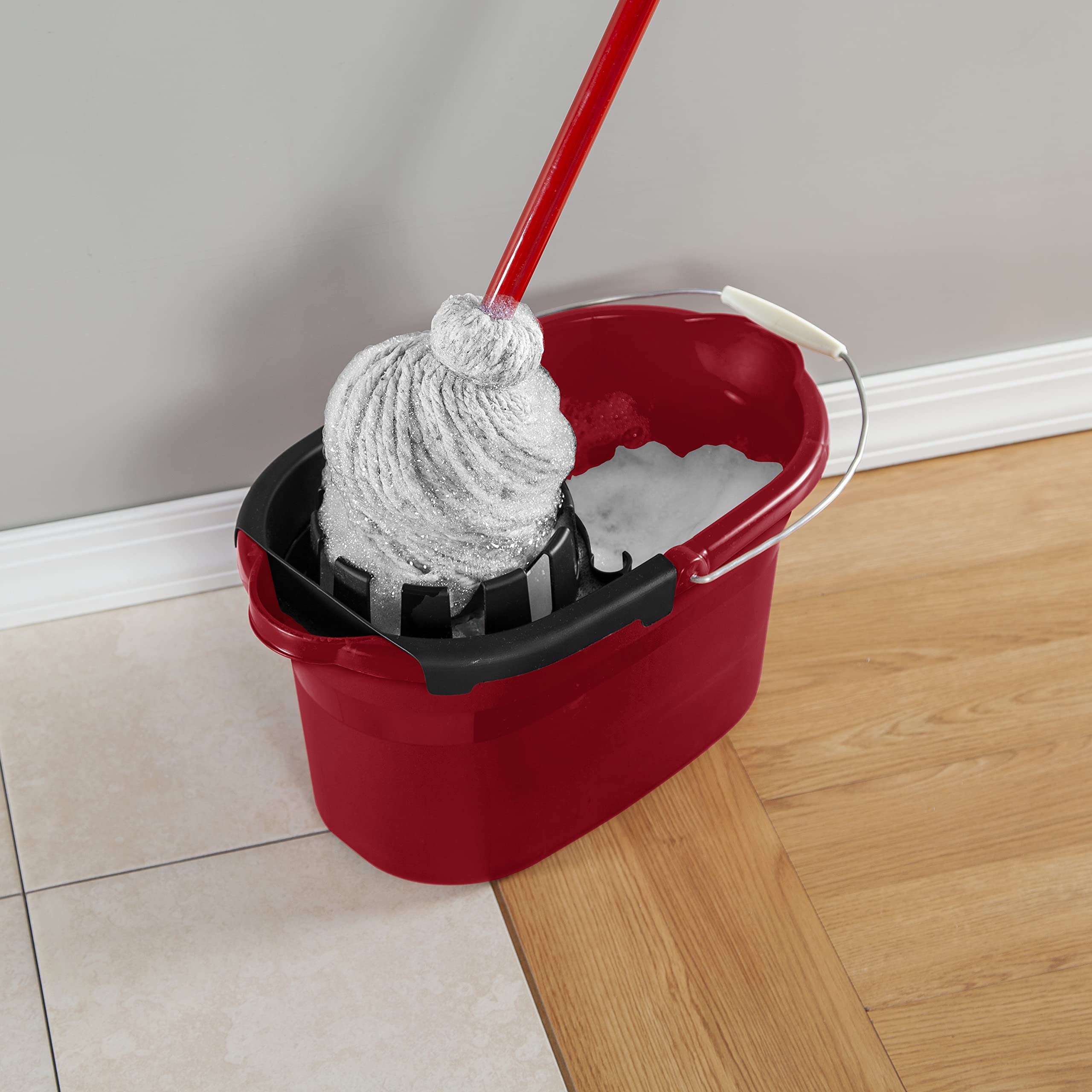 sterilite-17-5-qt-mop-bucket-with-handle-and-wringer-4-pack-red-household-cleani image 5