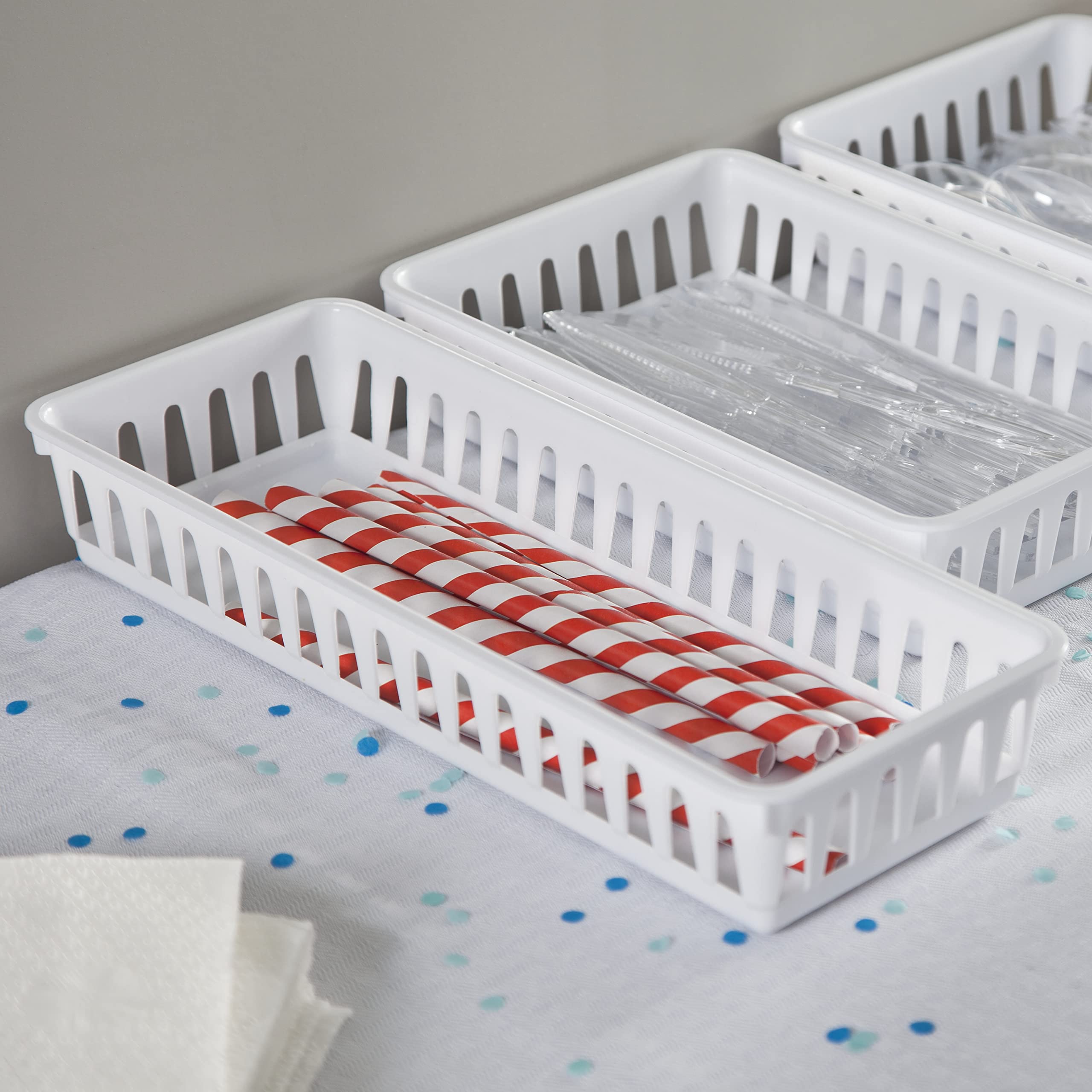 sterilite-slim-storage-tray-24-pack-white-tight-weave-organizer-for-drawers-shel image 6