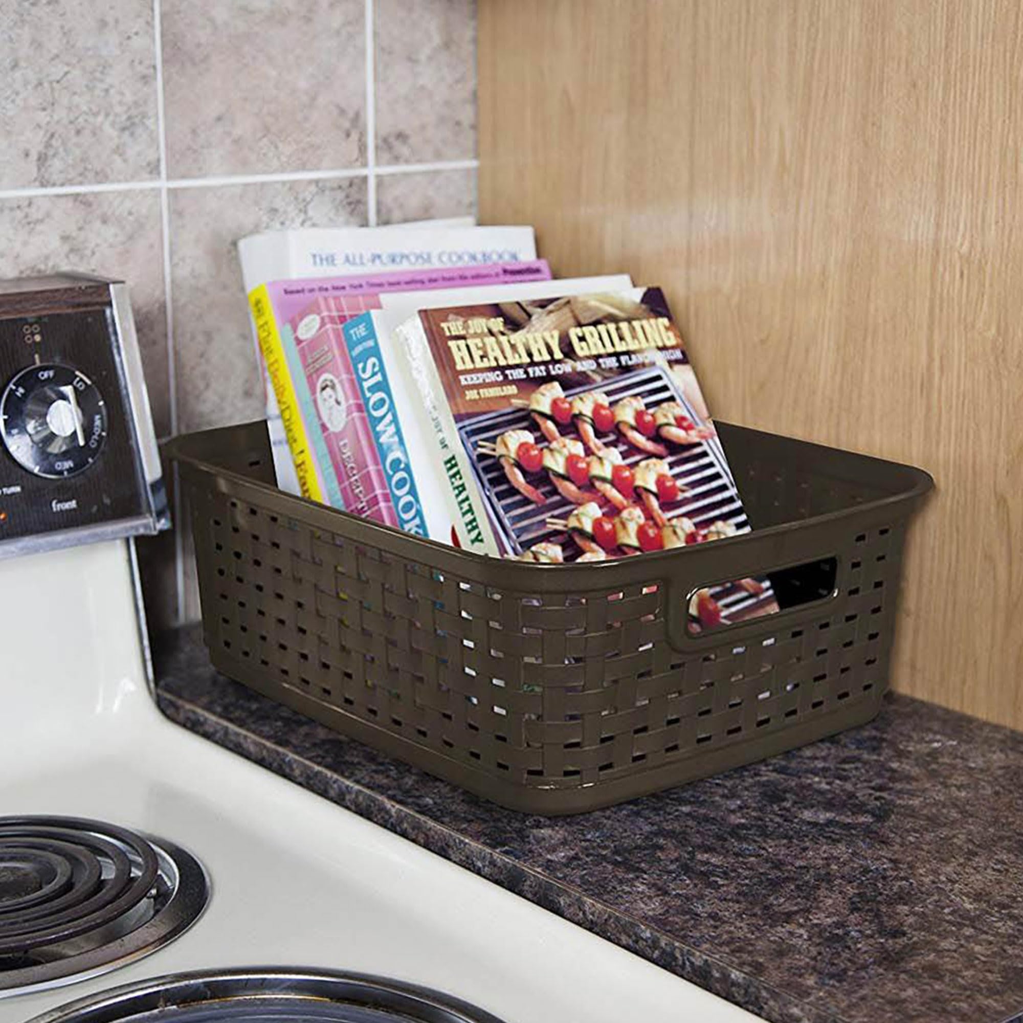 sterilite-short-plastic-weave-storage-basket-brown-6-pack image 5