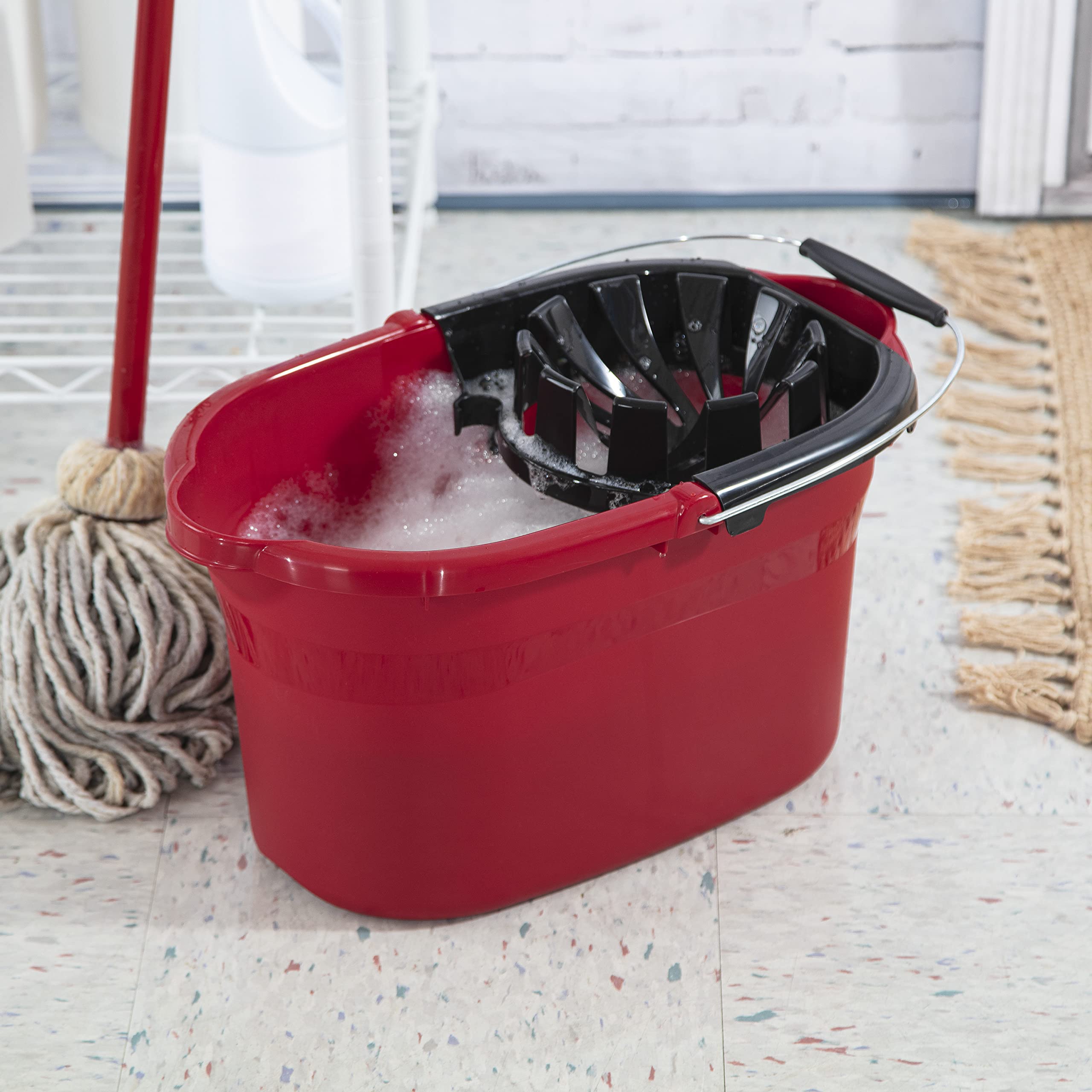 sterilite-17-5-qt-mop-bucket-with-handle-and-wringer-4-pack-red-household-cleani image 3