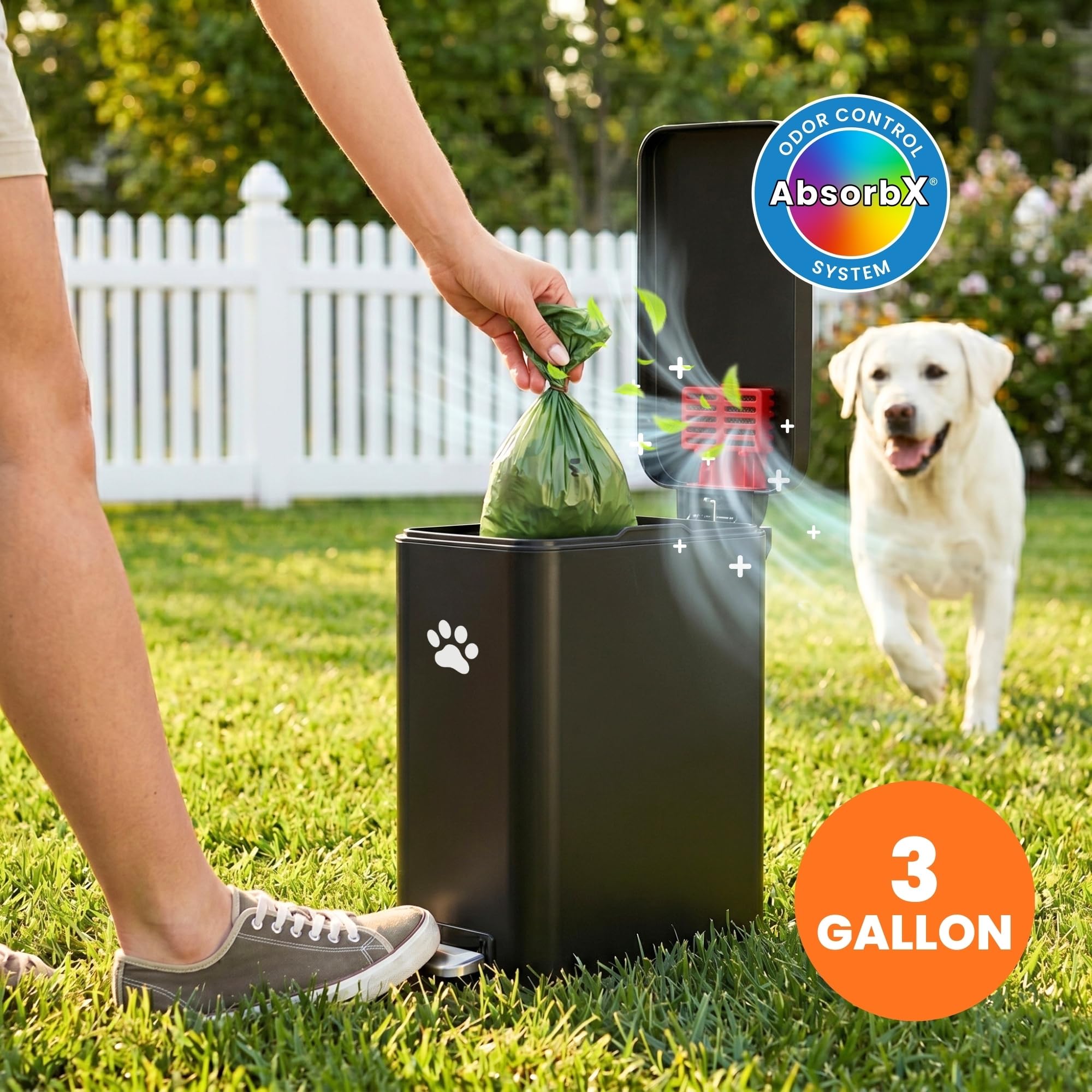 itouchless-3-gallon-12-liter-dog-poop-trash-can-with-lid-absorbx-odor-filter-out image 2