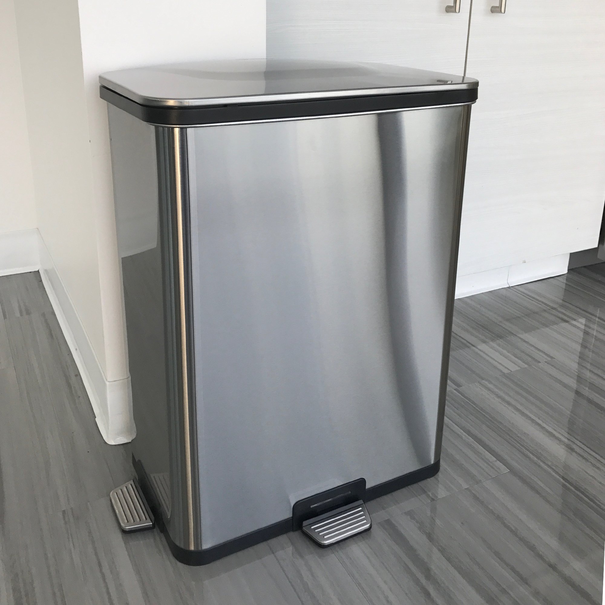 itouchless-autostep-13-gallon-stainless-steel-automatic-step-trash-can-with-odor image 2
